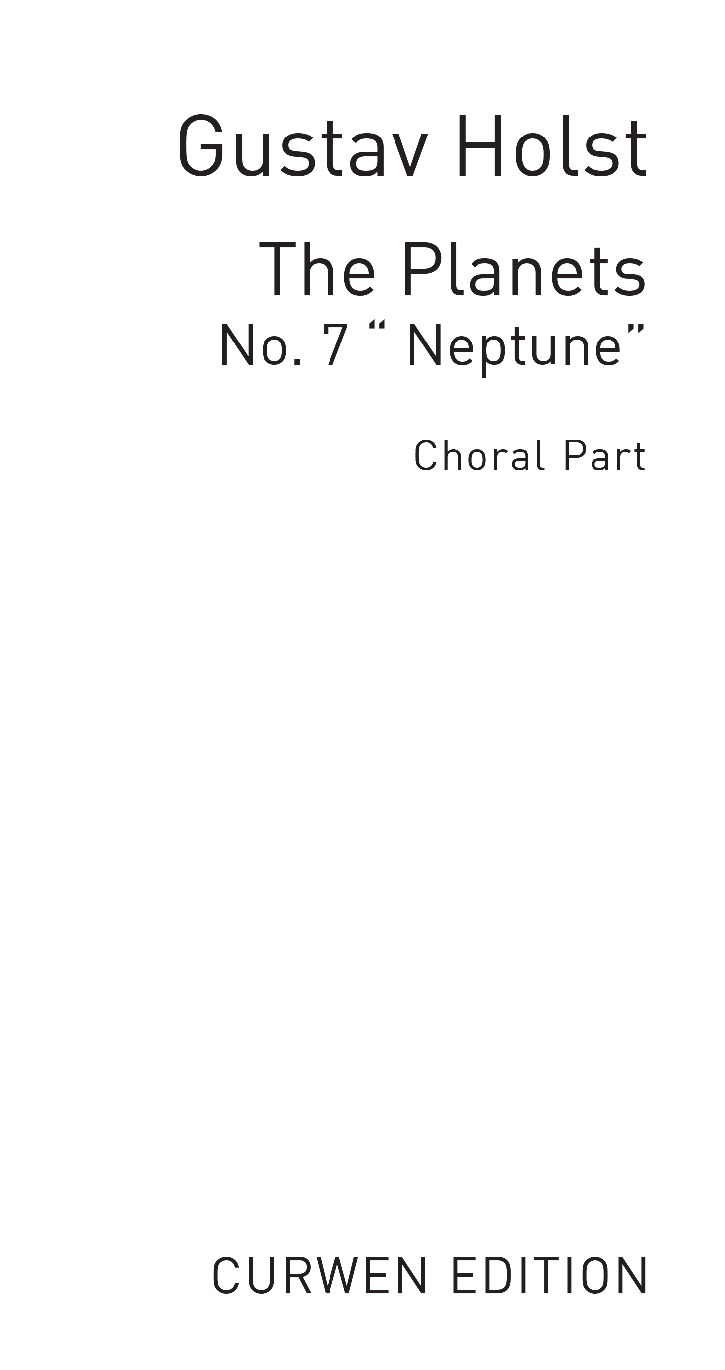 Gustav Holst: Neptune From The Planets Chorus: Upper Voices: Vocal Score