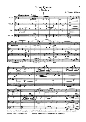Ralph Vaughan Williams: String Quartet In G Minor: String Quartet: Score