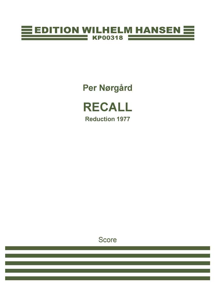 Per Nrgrd: 'Recall' Concerto For Accordion And Orchestra: Accordion: Score