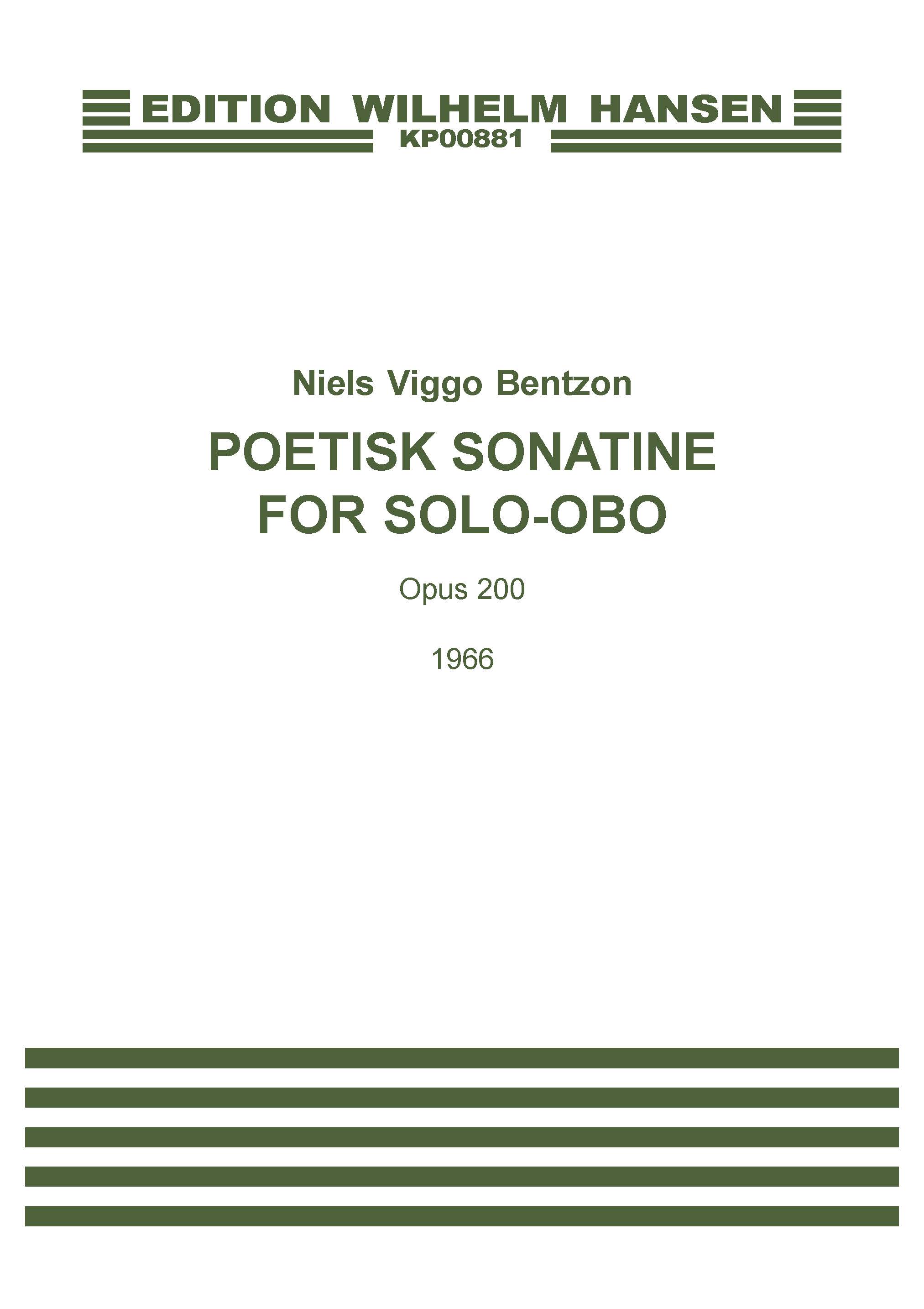 Niels Viggo Bentzon: Poetisk Sonatine Op.200: Oboe: Instrumental Work