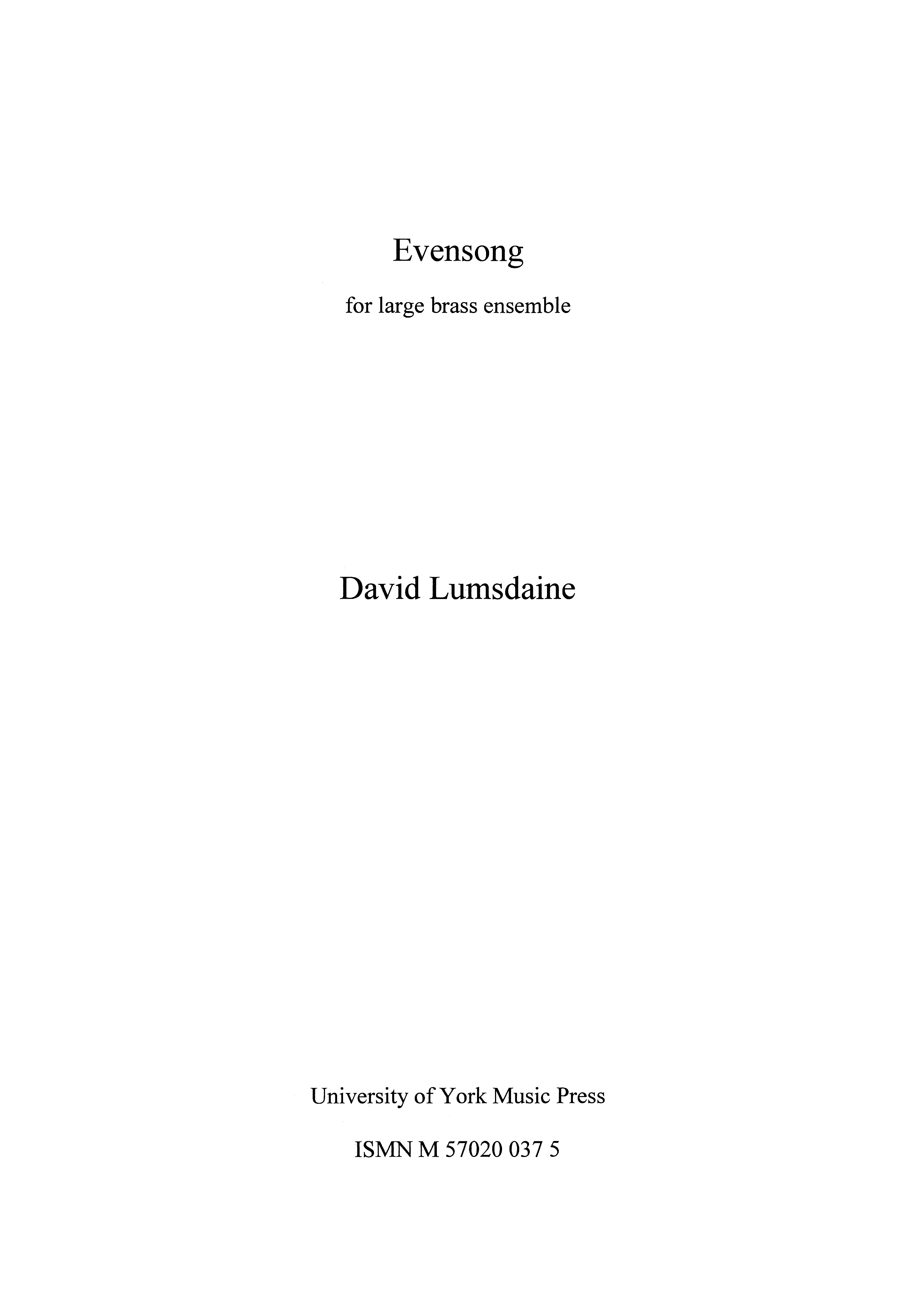 David Lumsdaine: Evensong: Brass Band: Score