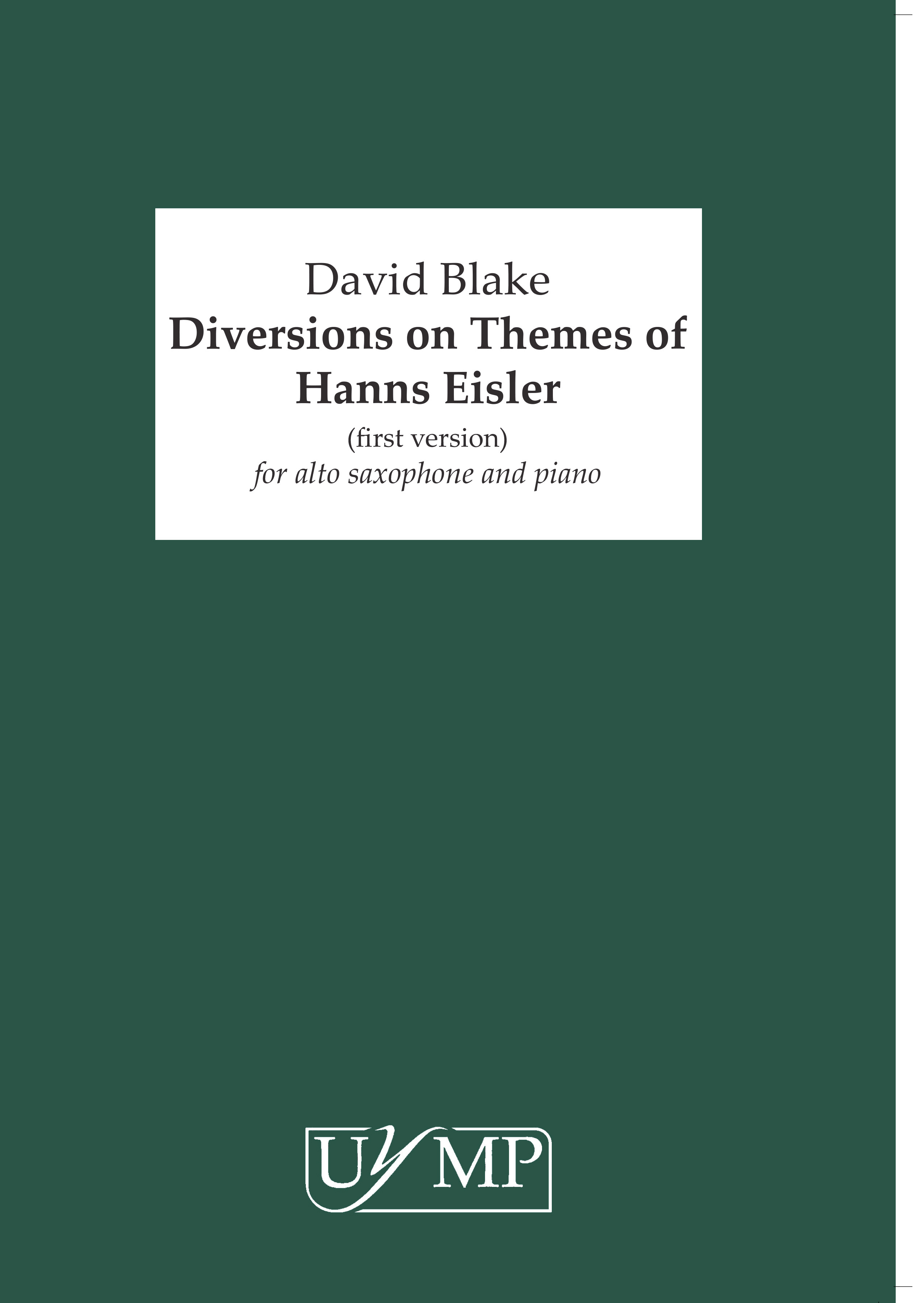 David Blake: Diversions On Themes Of Hanns Eisler - Version 1: Alto Saxophone: