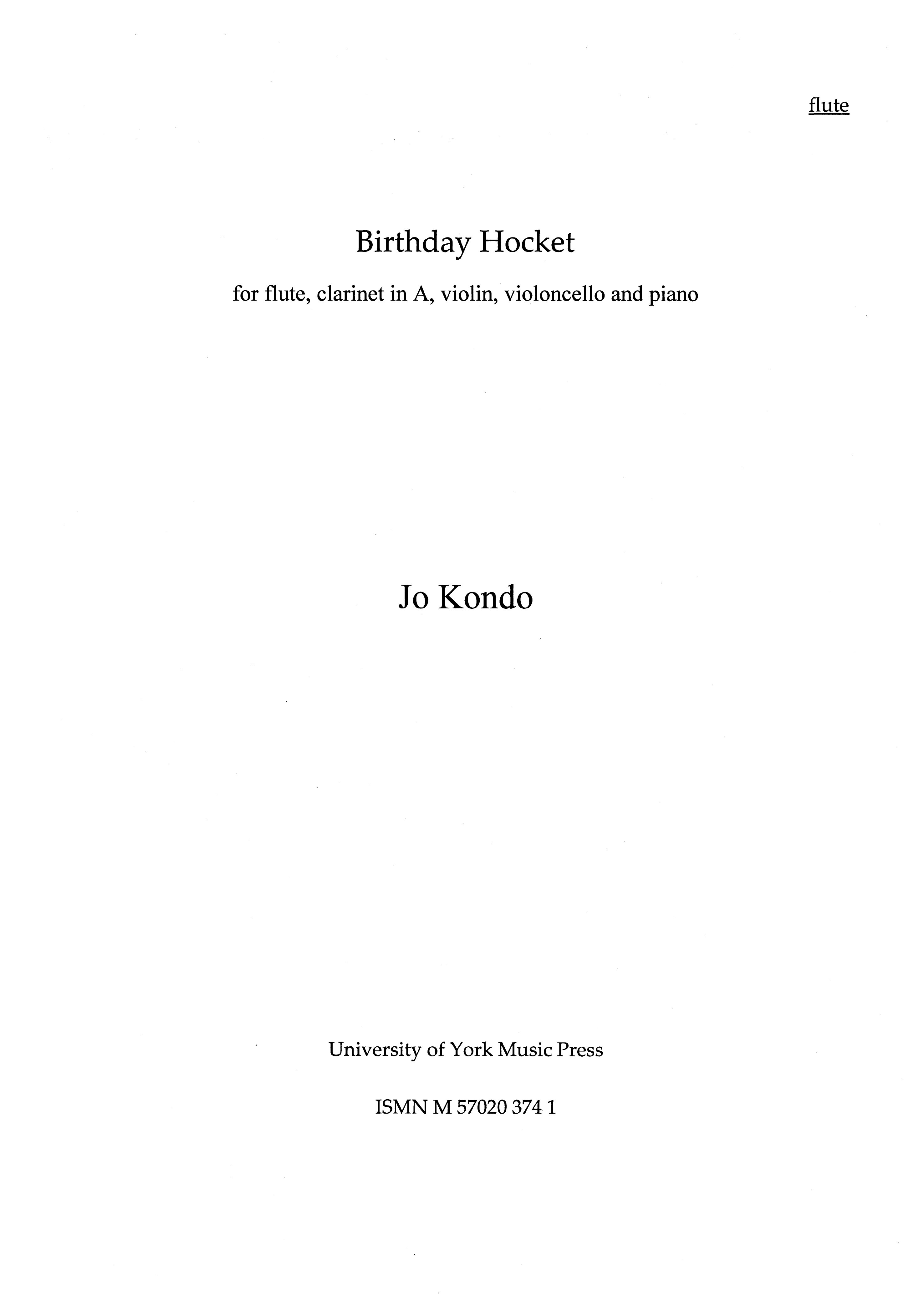 Jo Kondo: Birthday Hocket: Chamber Ensemble: Parts