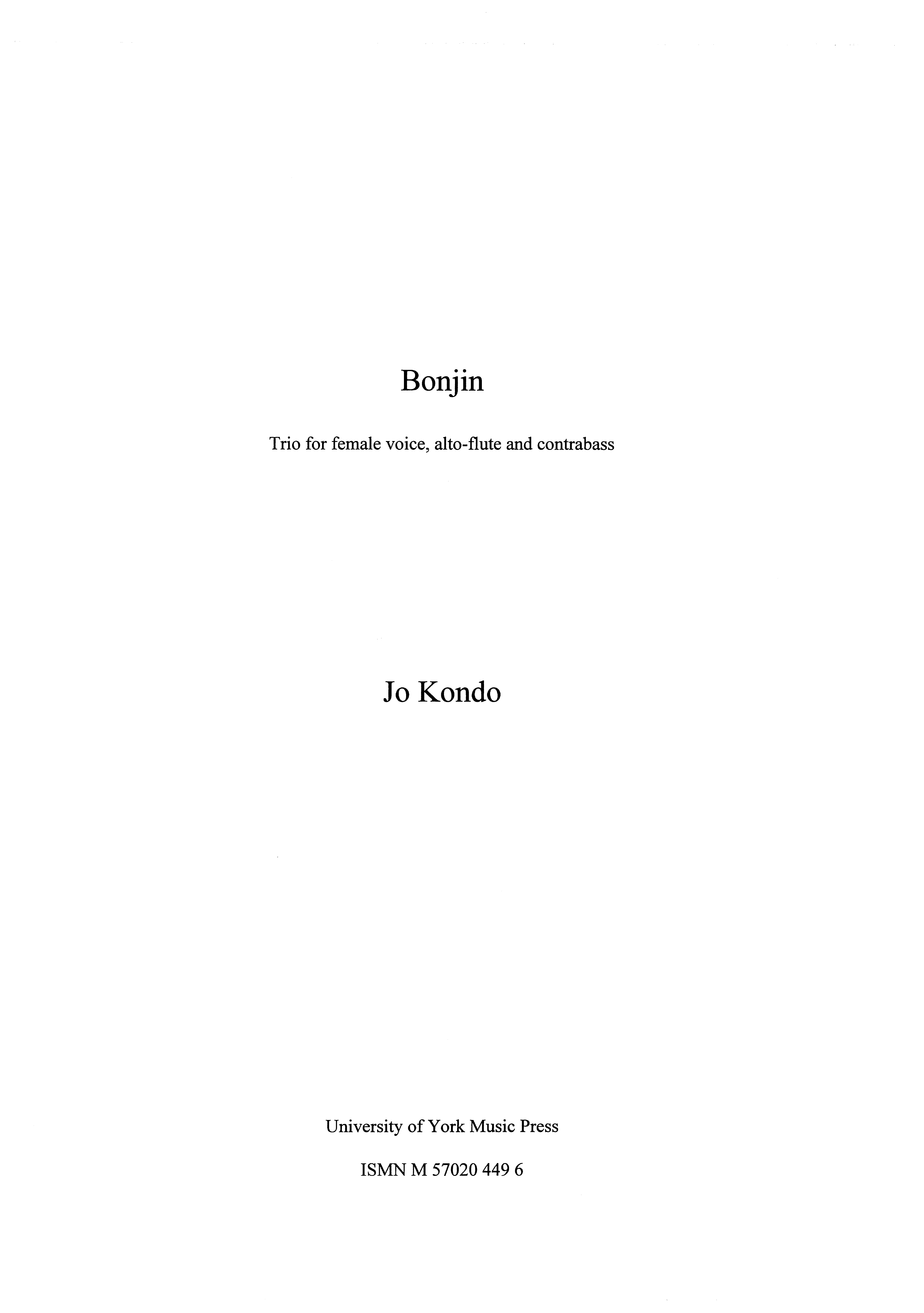 Jo Kondo: Bonjin: Chamber Ensemble: Score and Parts