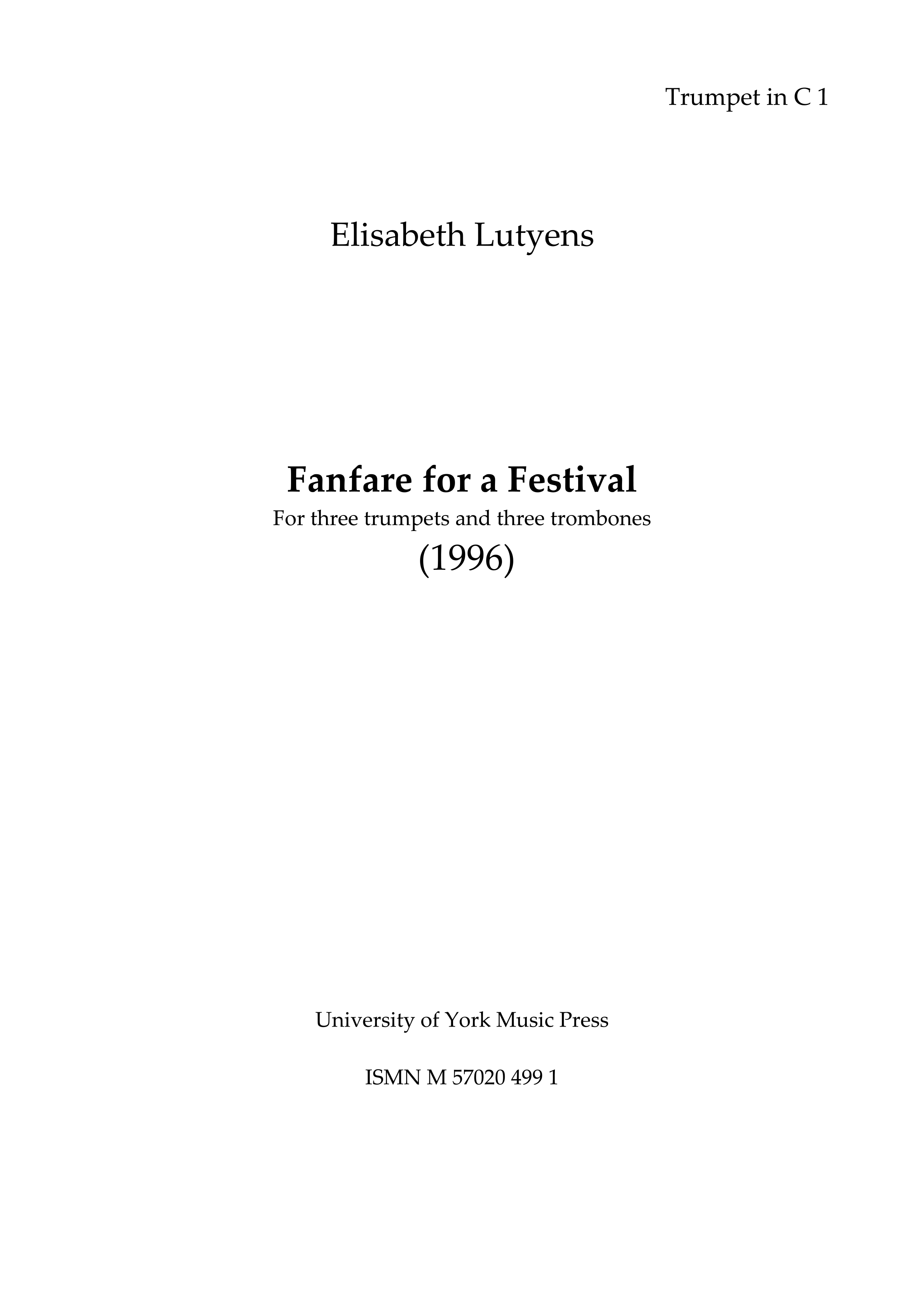Elisabeth Lutyens: Fanfare For A Festival: Brass Ensemble: Parts