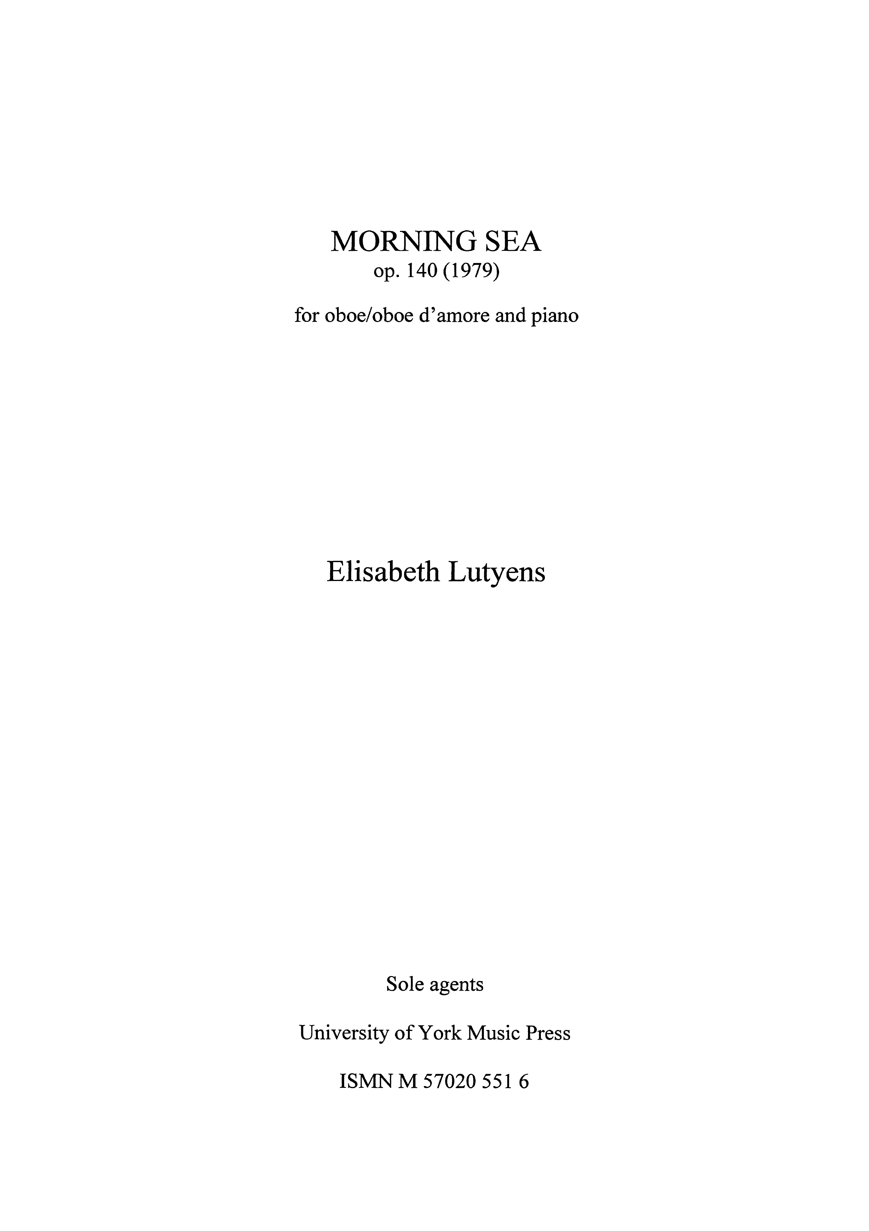 Elisabeth Lutyens: Morning Sea Op.140: Oboe: Instrumental Work
