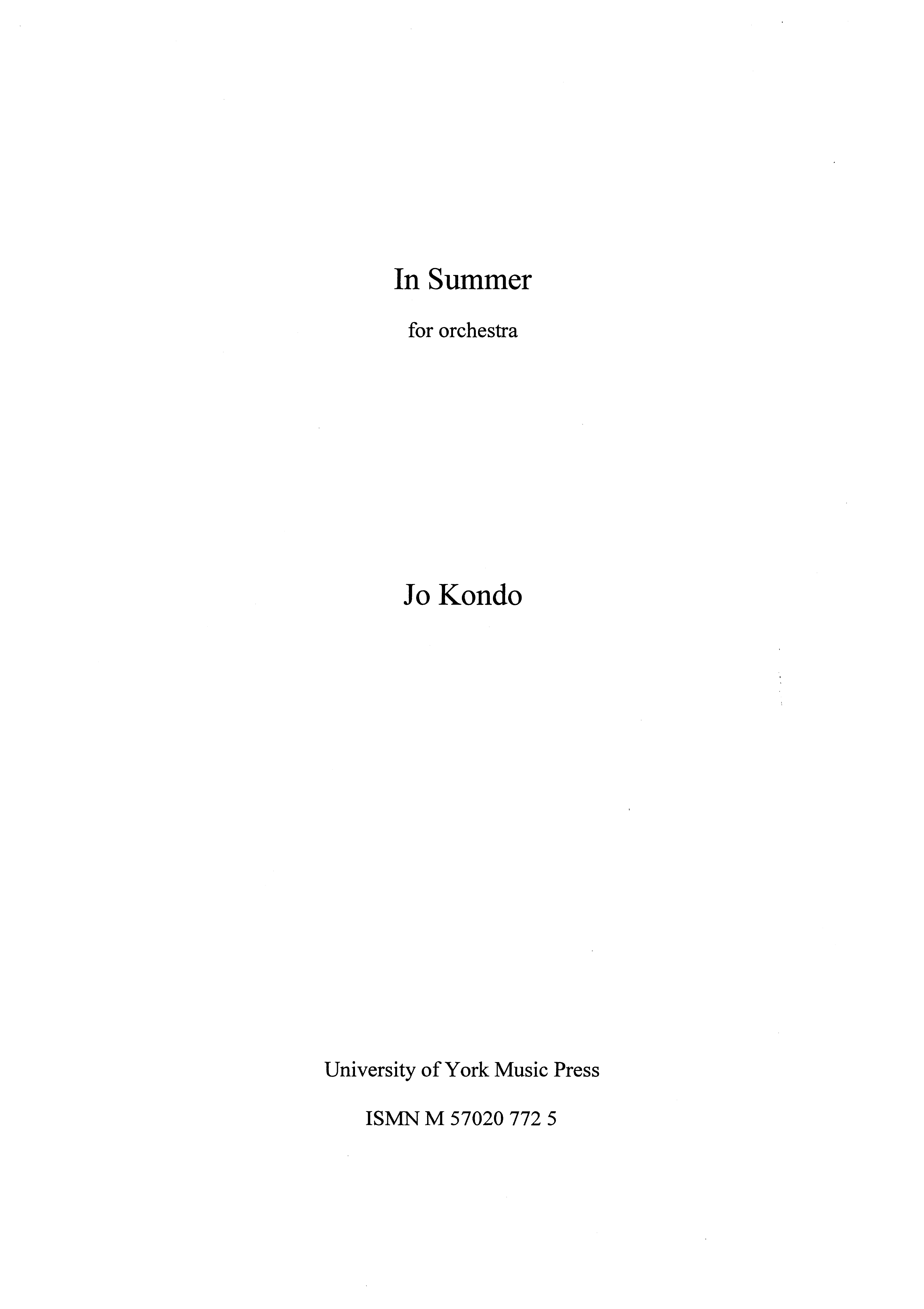 Jo Kondo: In Summer: Orchestra: Score