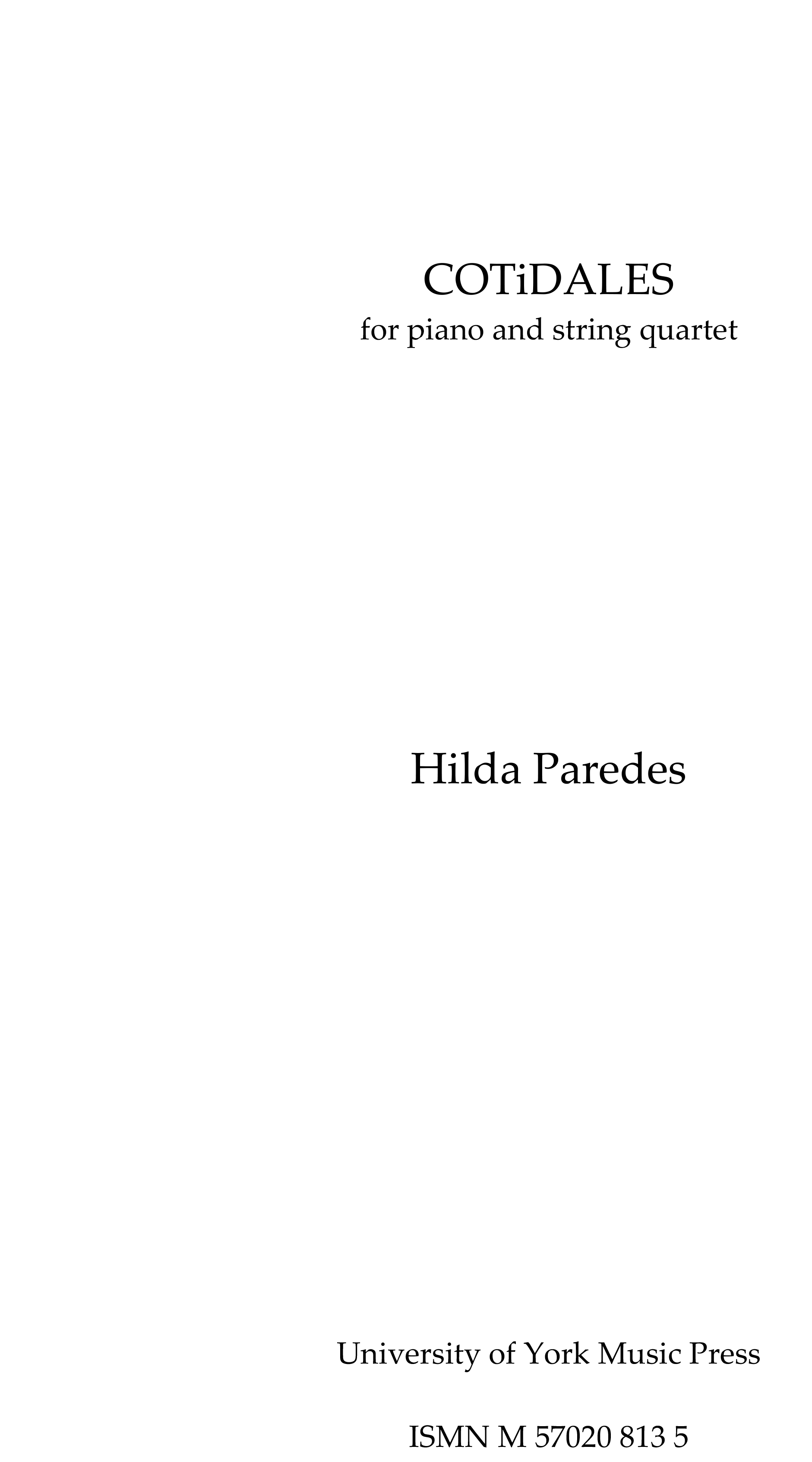 Hilda Paredes: Cotidales: Chamber Ensemble: Score
