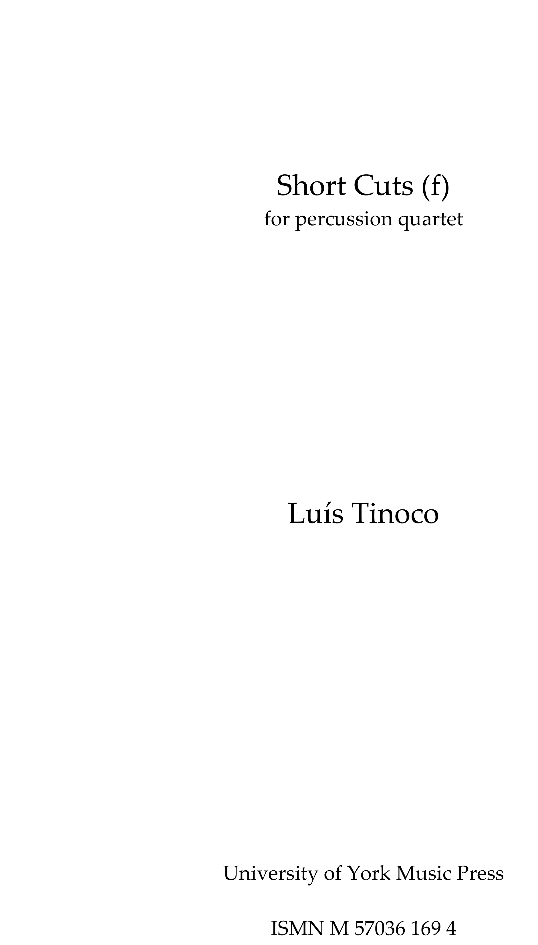 Lus Tinoco: Short Cuts: Percussion: Score