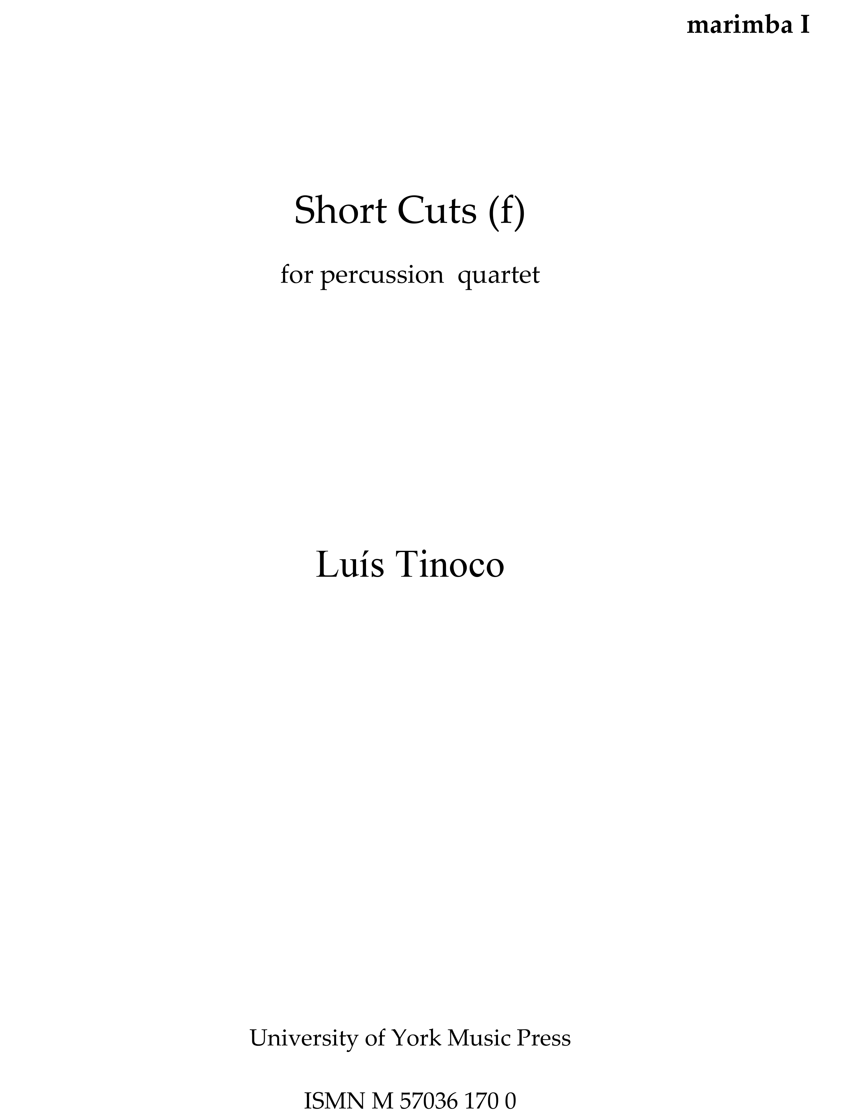 Lus Tinoco: Short Cuts: Percussion: Parts