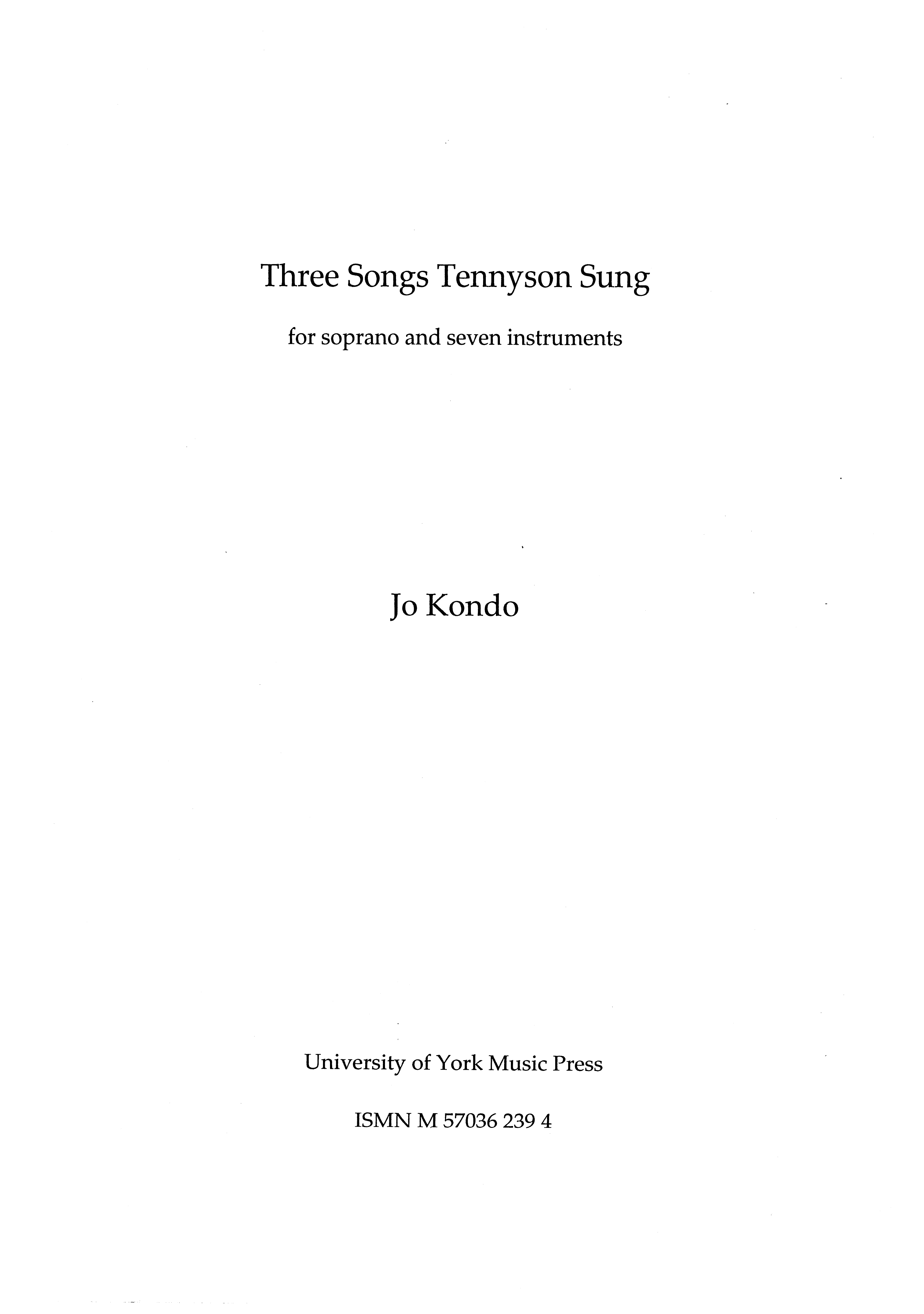 Jo Kondo: Three Songs Tennyson Sung: Chamber Ensemble: Score