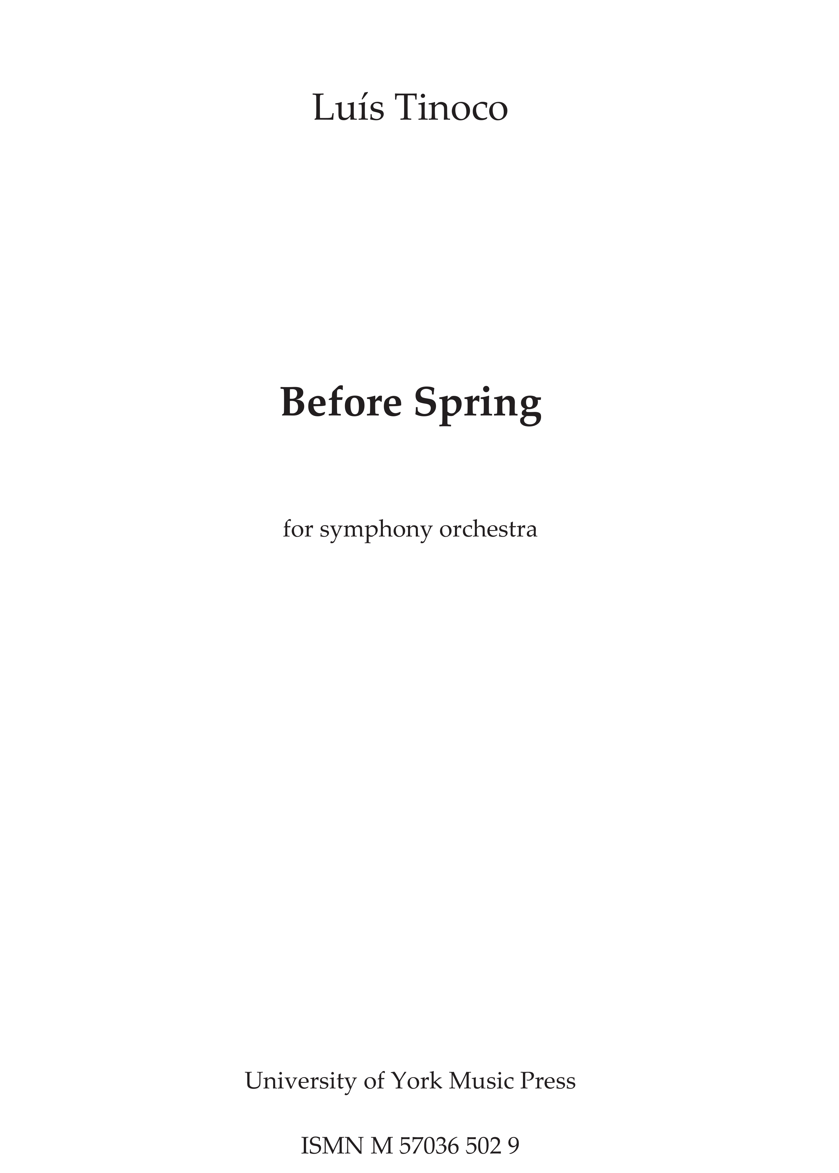 Lus Tinoco: Before Spring: Orchestra: Score