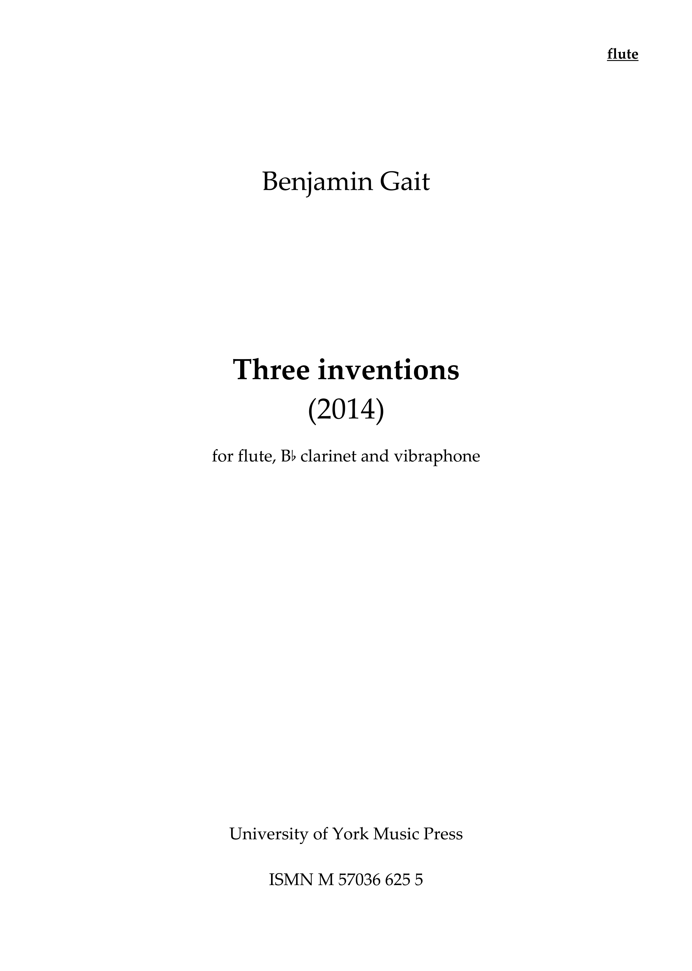 Benjamin Gait: Three Inventions: Mixed Trio: Parts