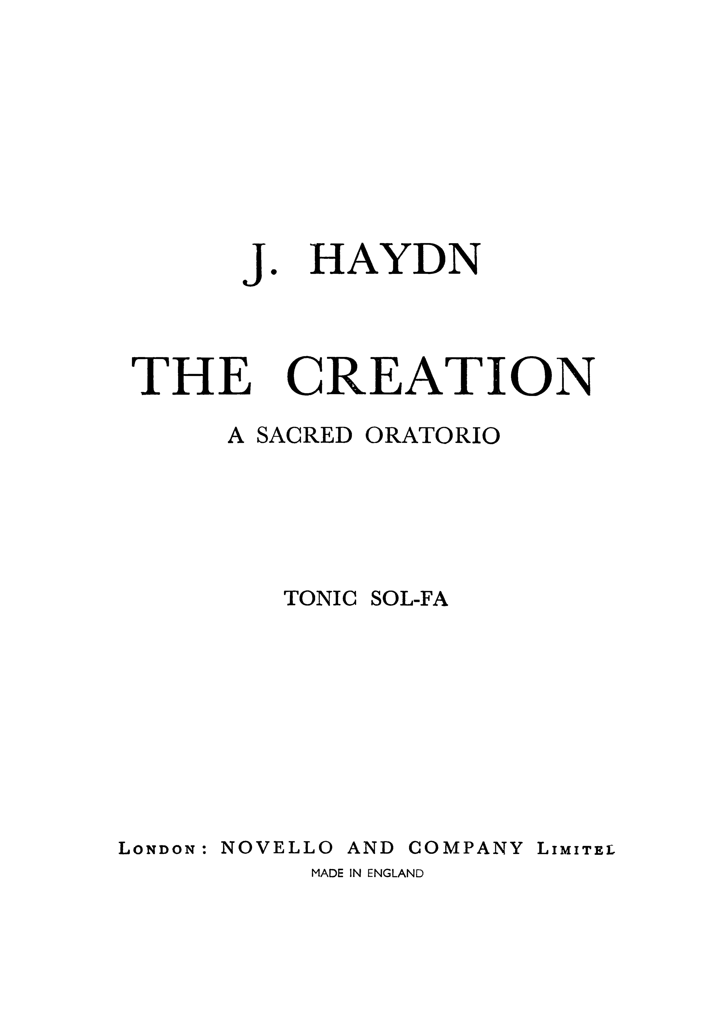 Franz Joseph Haydn: Creation - Vocal Score (Old Novello Edition): SATB: Vocal