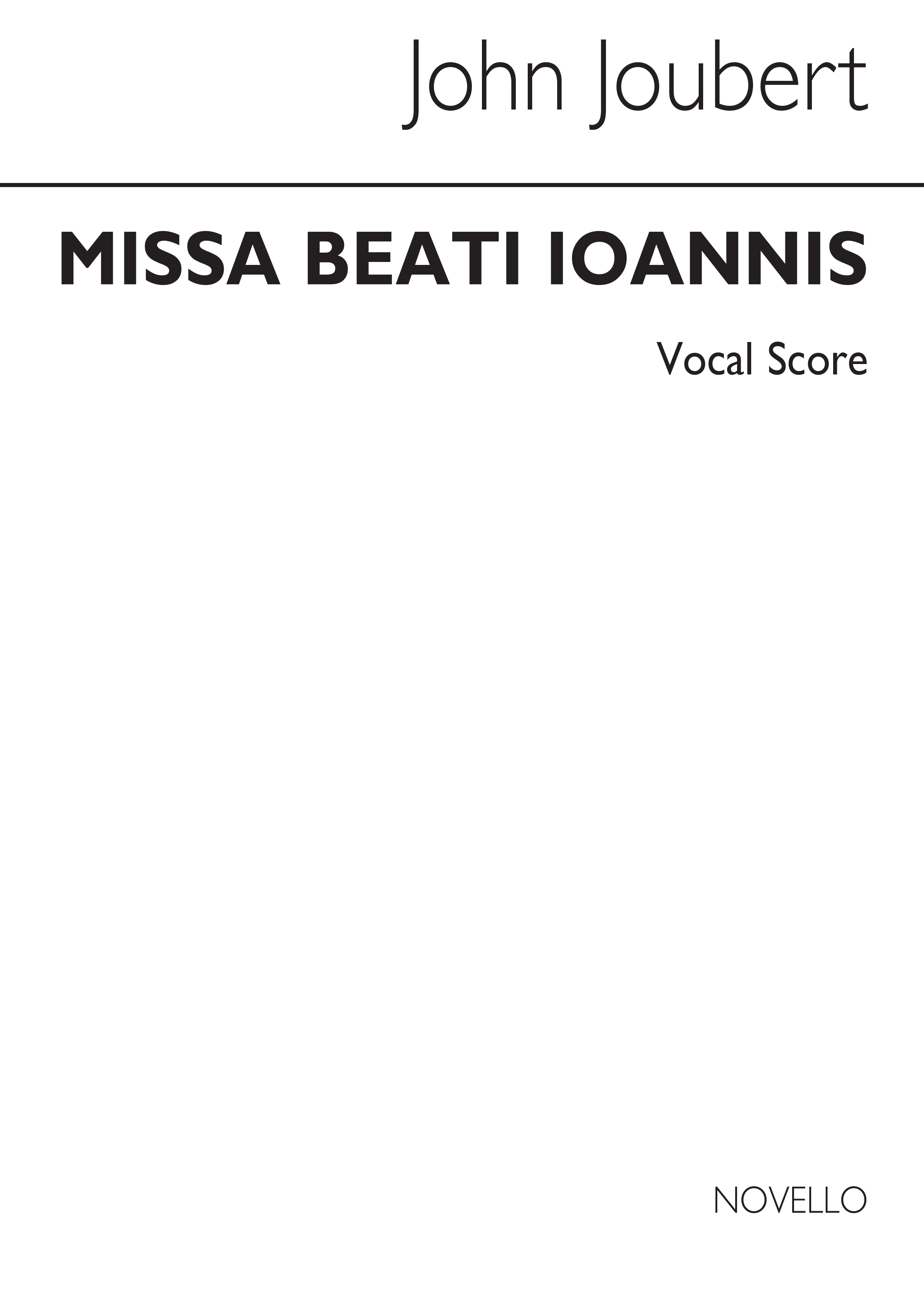 John Joubert: Missa Beati Ioannis Op.37: Voice: Vocal Score