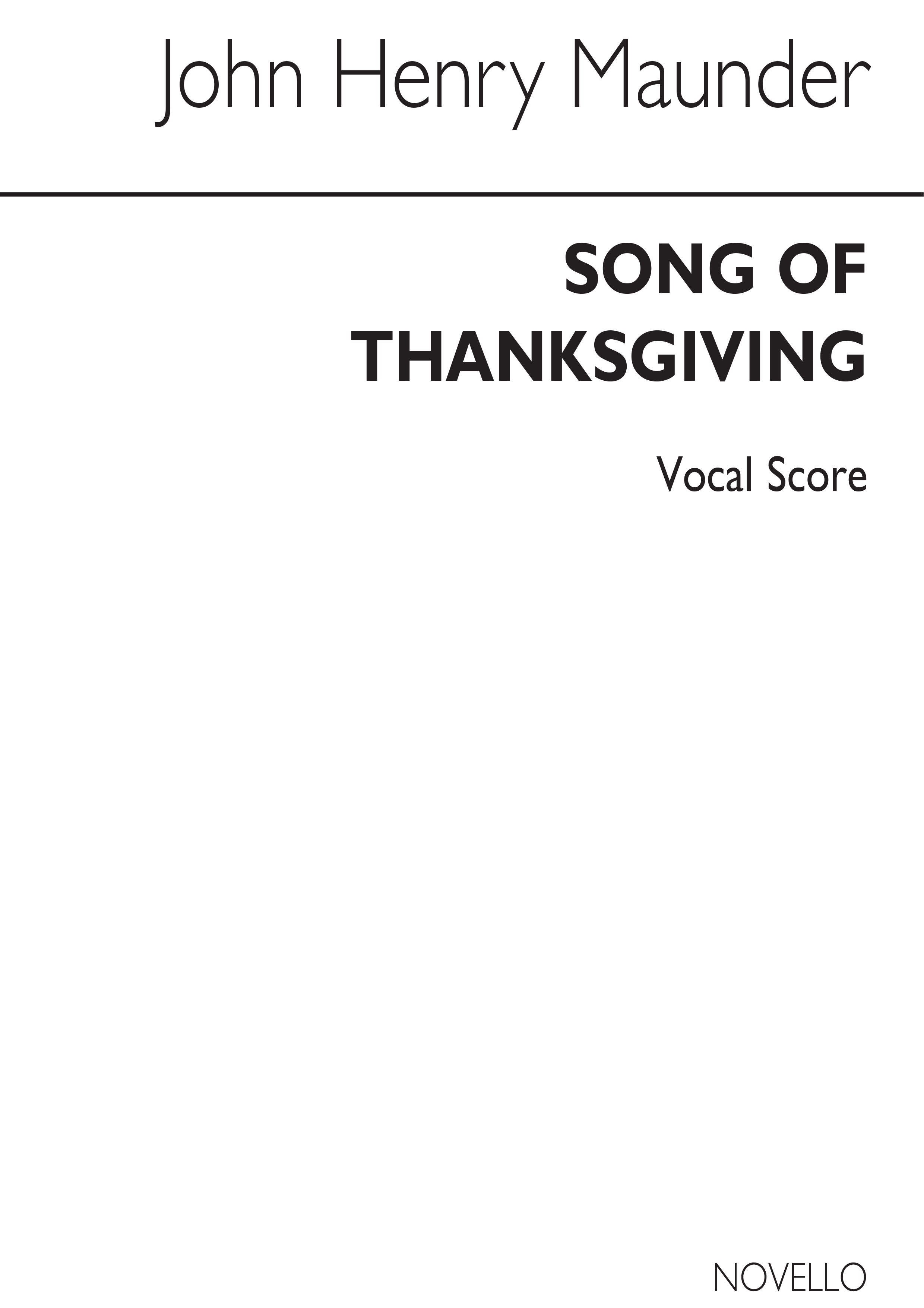 John Henry  Maunder: Song Of Thanksgiving: SATB: Vocal Score