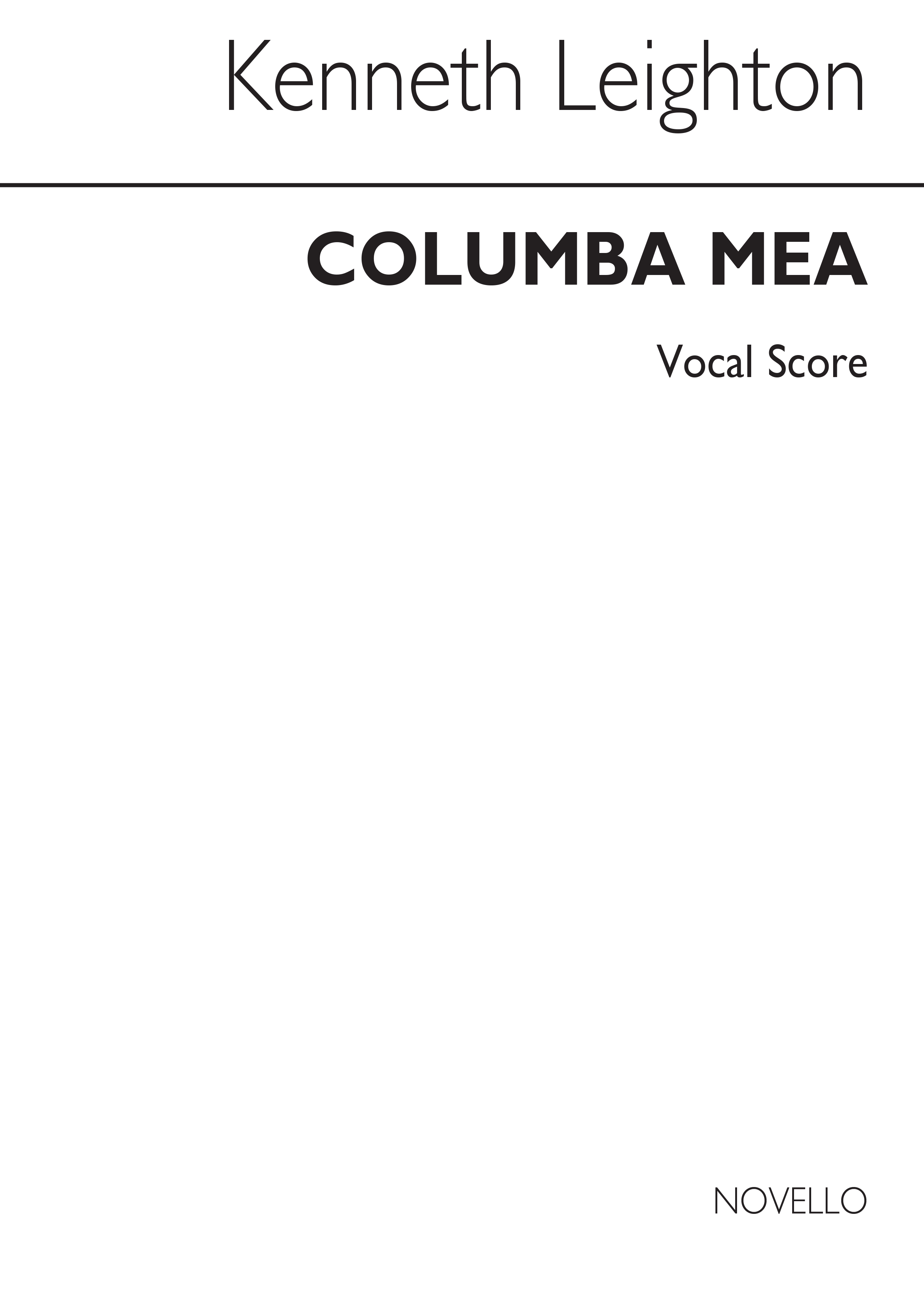 Kenneth Leighton: Columba Mea Op.78: SATB: Vocal Score