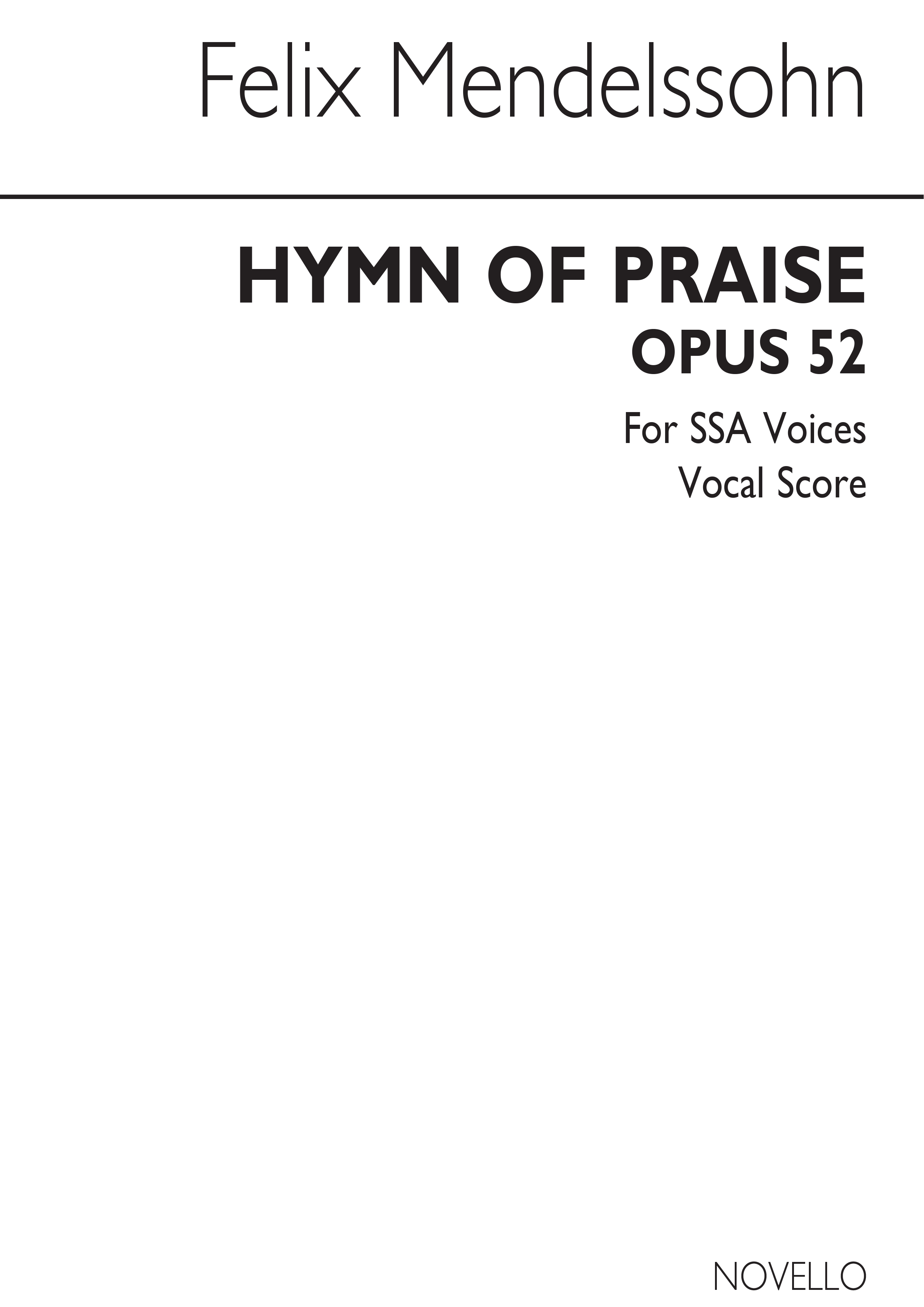 Felix Mendelssohn Bartholdy: Hymn Of Praise: SSA: Vocal Score