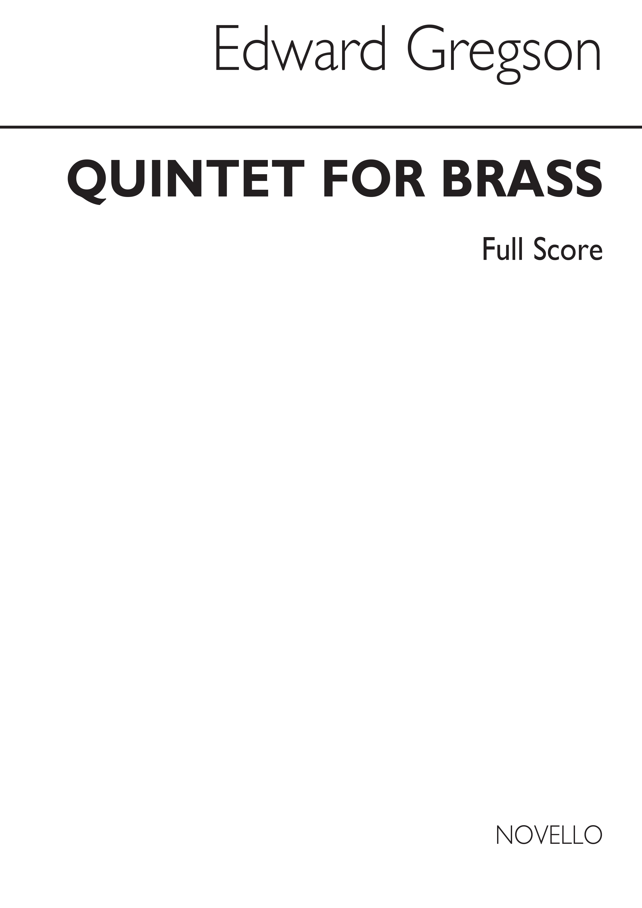 Edward Gregson: Quintet For Brass: Brass Ensemble: Score