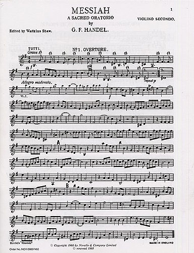Messiah - A Sacred Oratorio: Violin: Instrumental Album