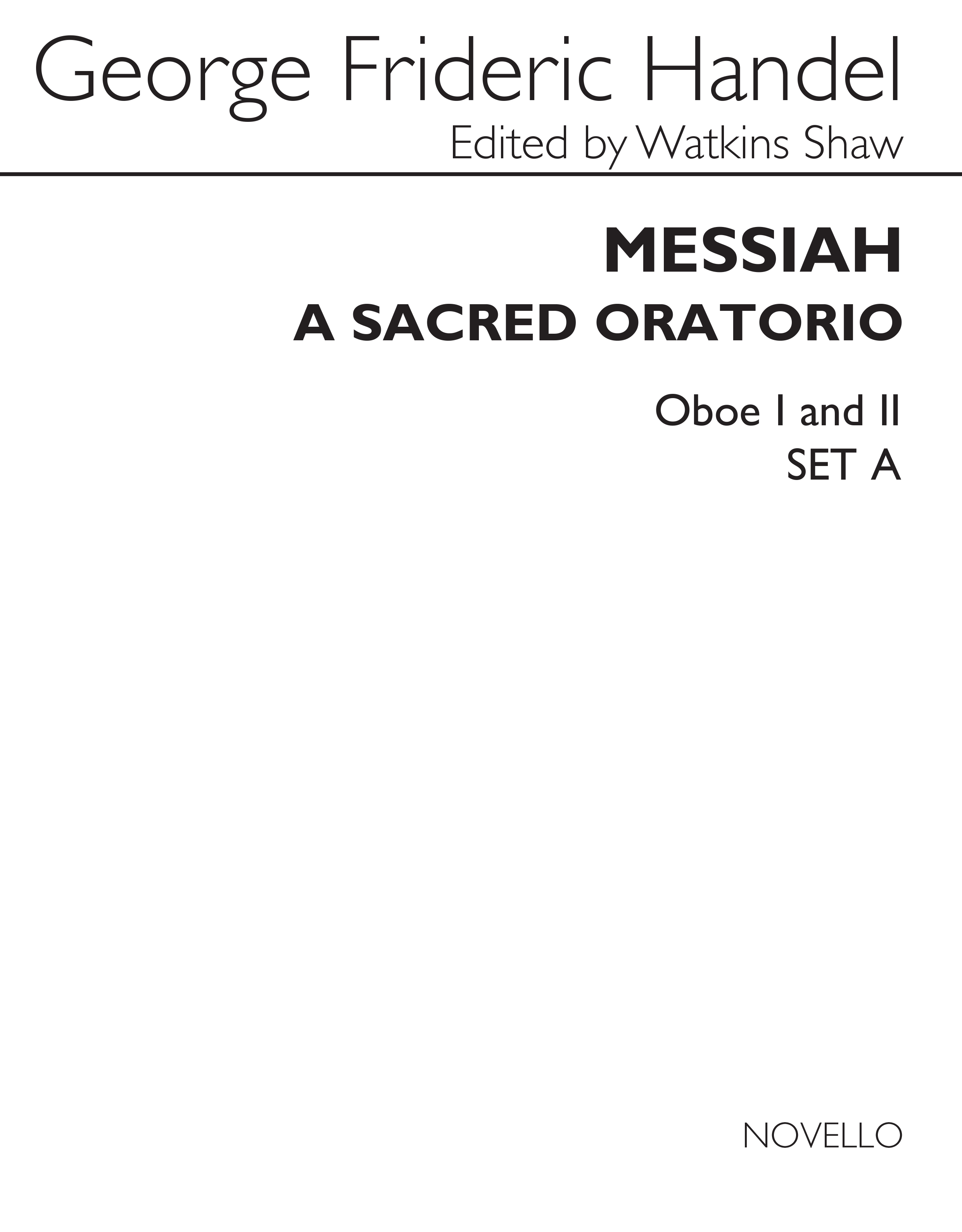 Georg Friedrich H�ndel: Messiah - A Sacred Oratorio: Oboe: Part