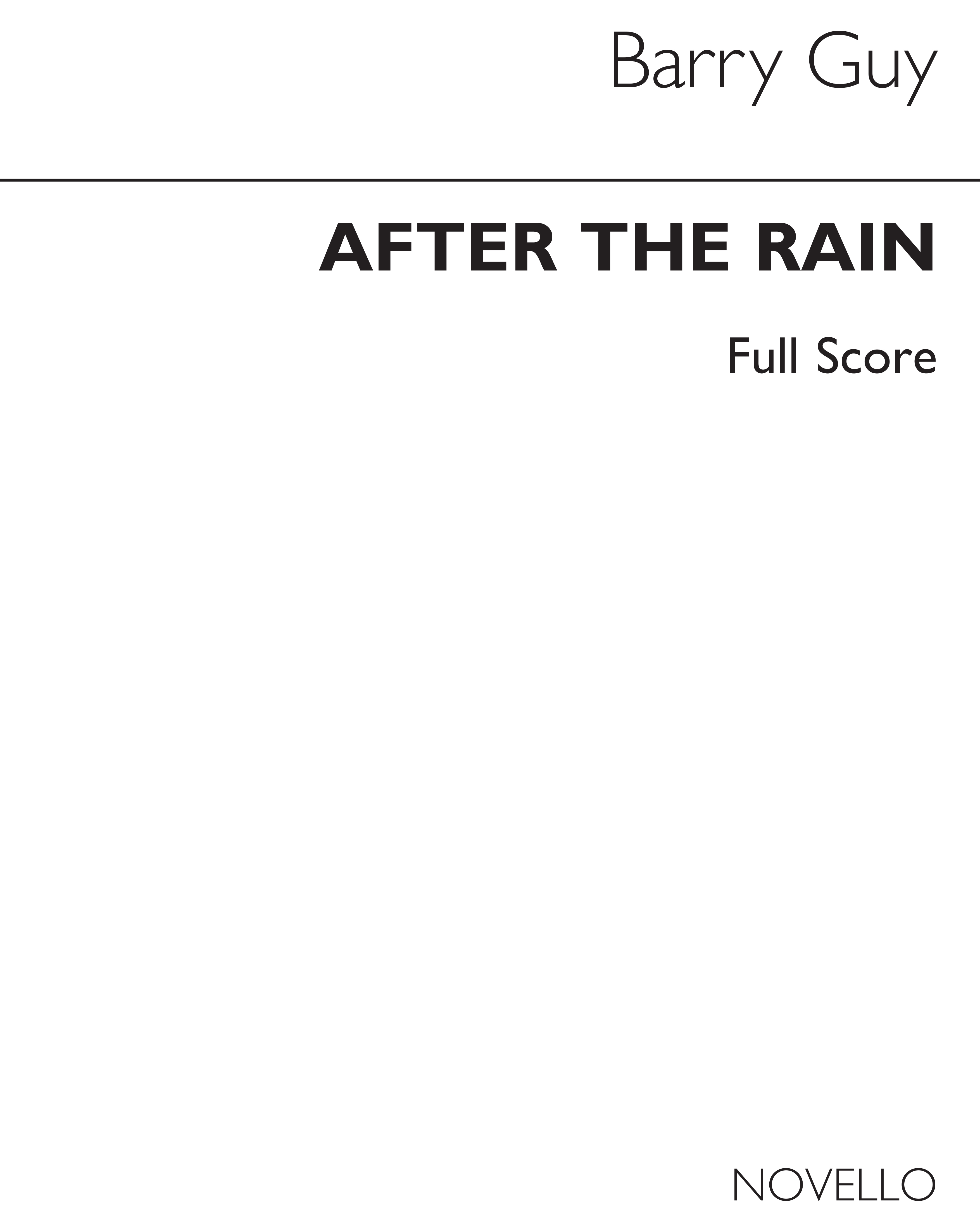 Barry Guy: After The Rain: String Orchestra: Score