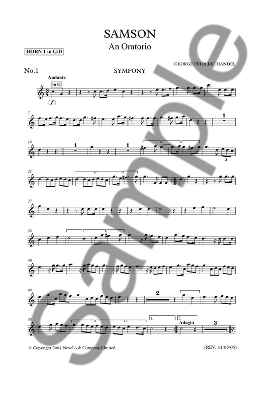 Georg Friedrich Händel: Samson (Horn Parts): Opera: Parts