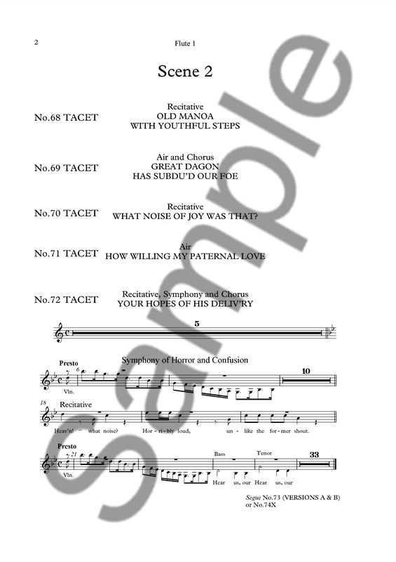Georg Friedrich Händel: Samson (Flute Parts): Opera: Parts