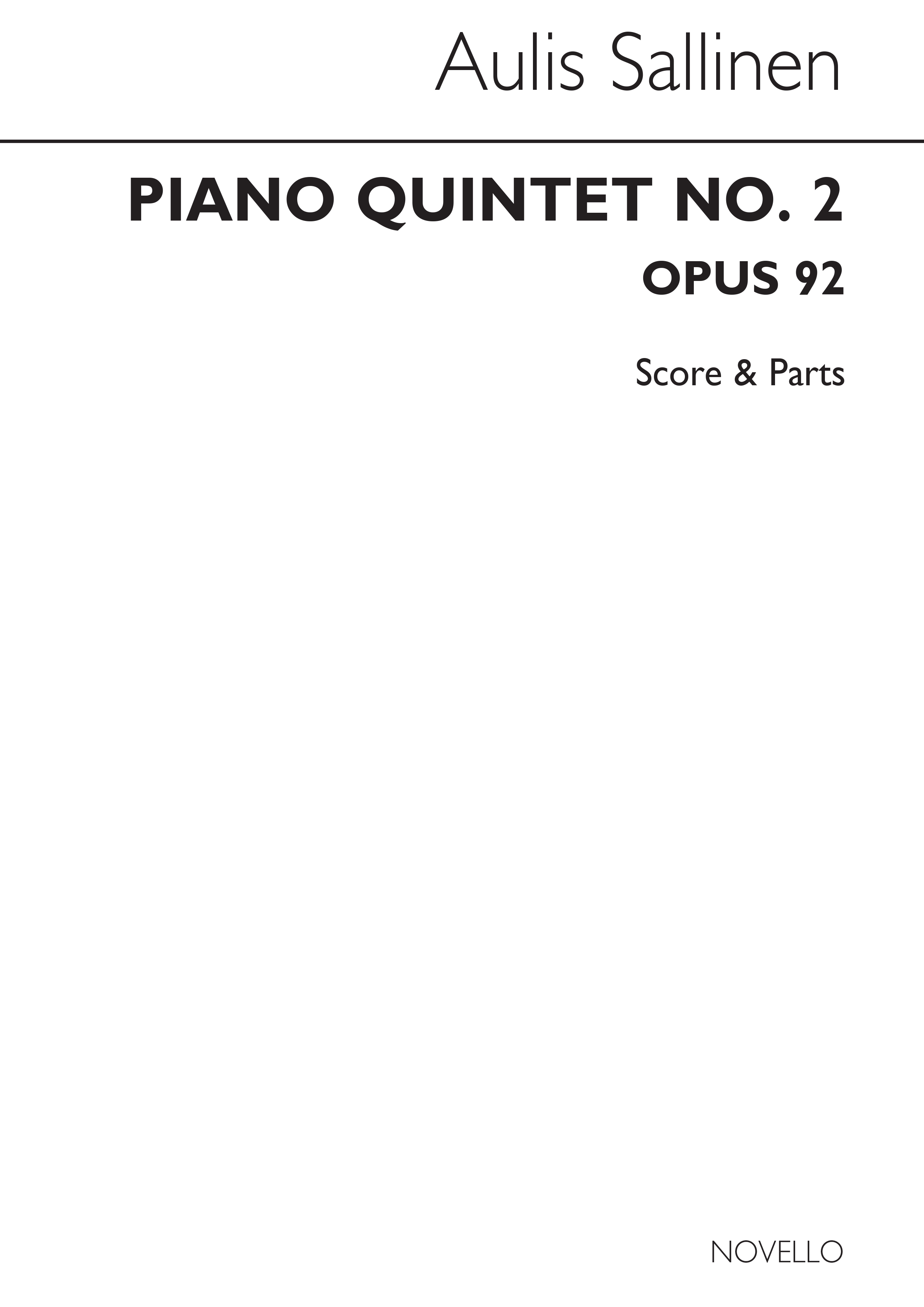 Aulis Sallinen: Piano Quintet Opus 92: Chamber Ensemble: Score and Parts