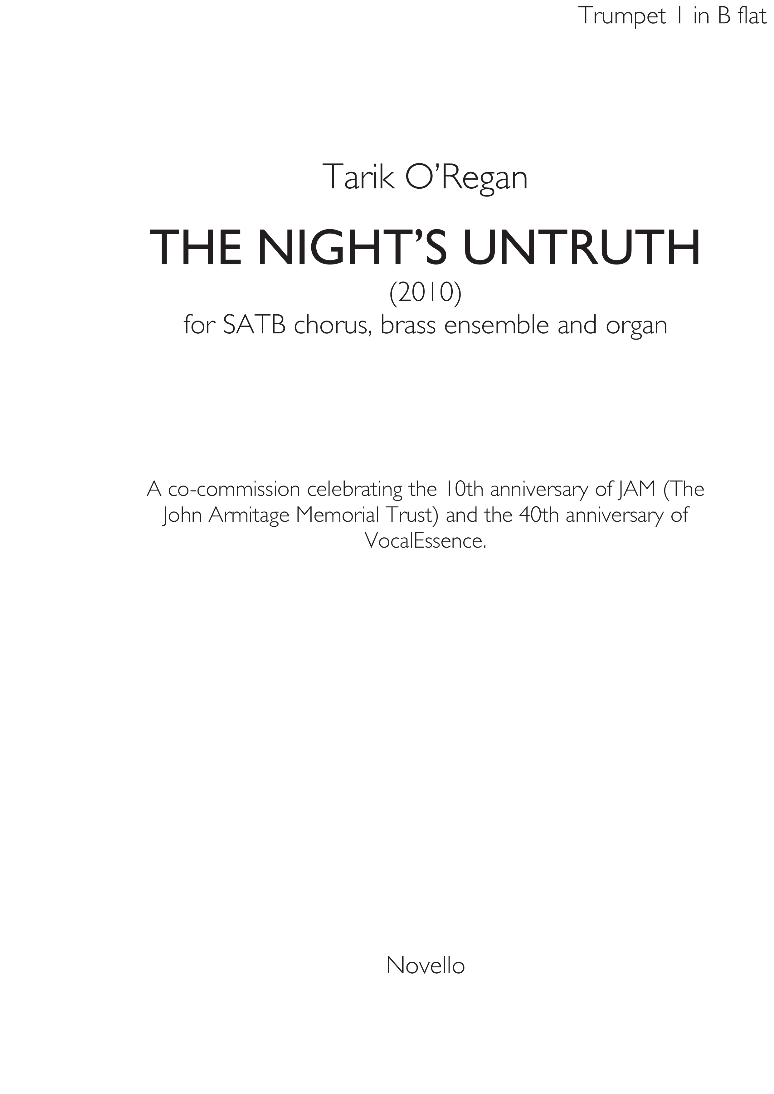 Tarik O'Regan: The Night's Untruth: Brass Ensemble: Parts