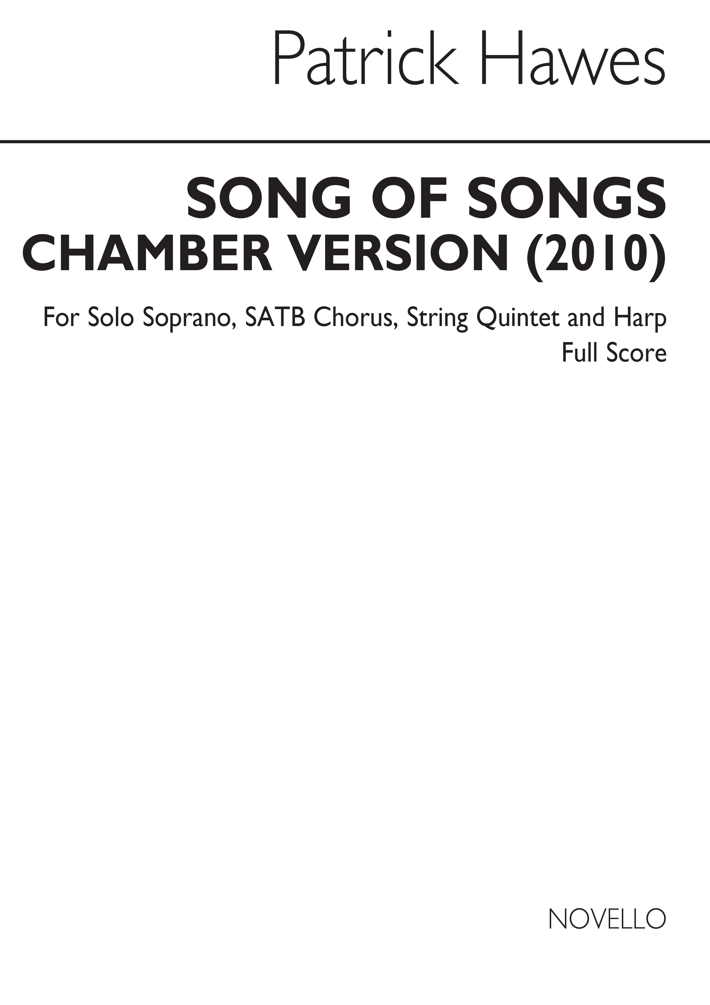 Patrick Hawes: Song Of Songs (Chamber Version): Chamber Ensemble: Score and