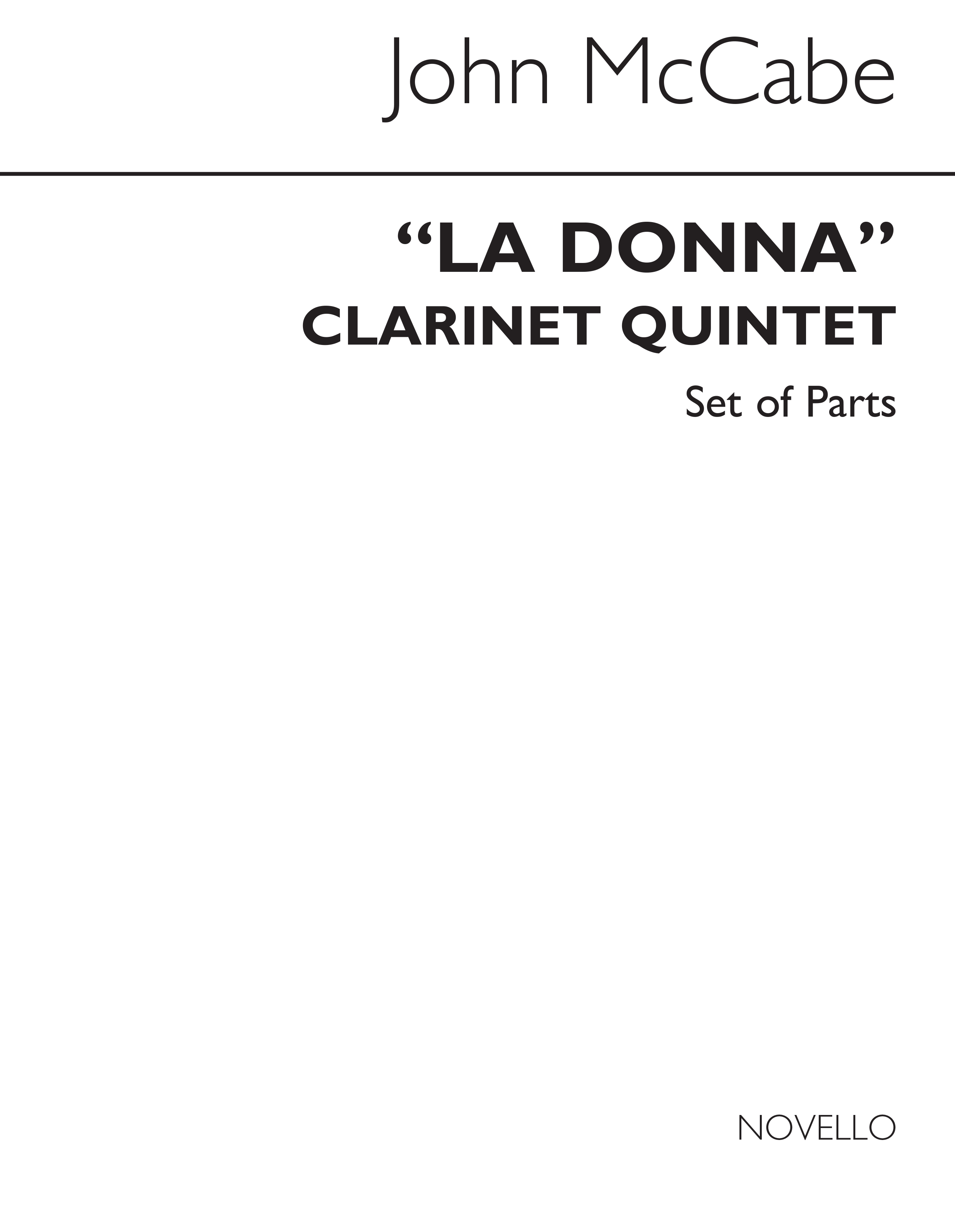 John McCabe: Clarinet Quintet - 'La Donna' (Parts): Clarinet: Parts