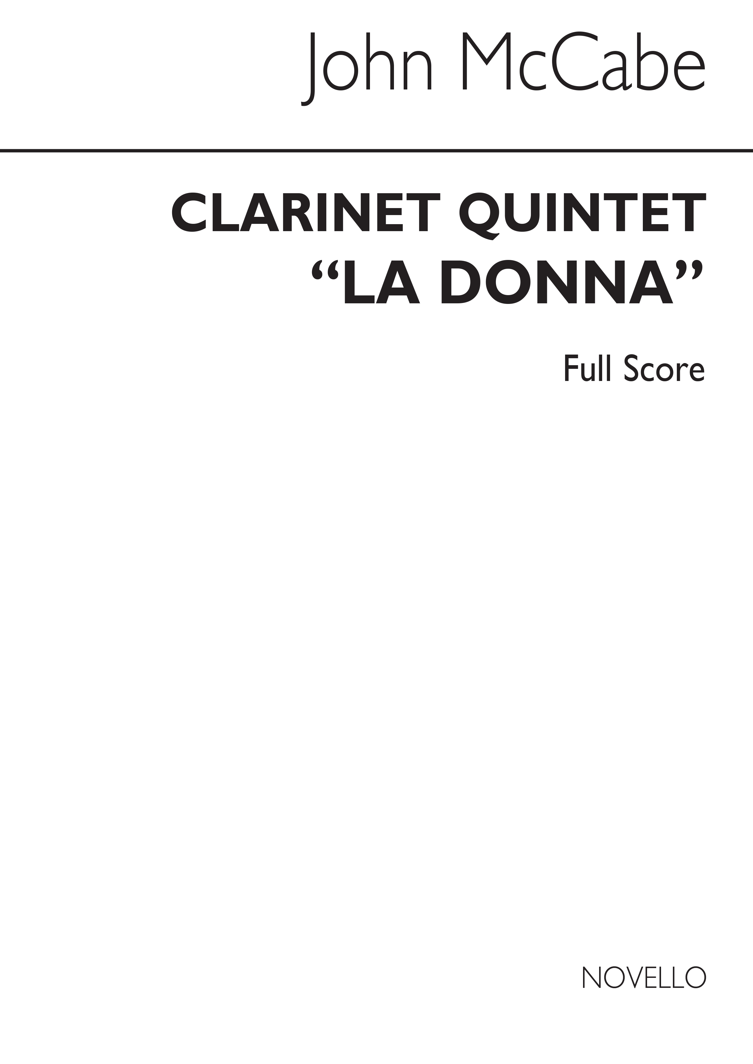 John McCabe: Clarinet Quintet - 'La Donna': Clarinet: Score