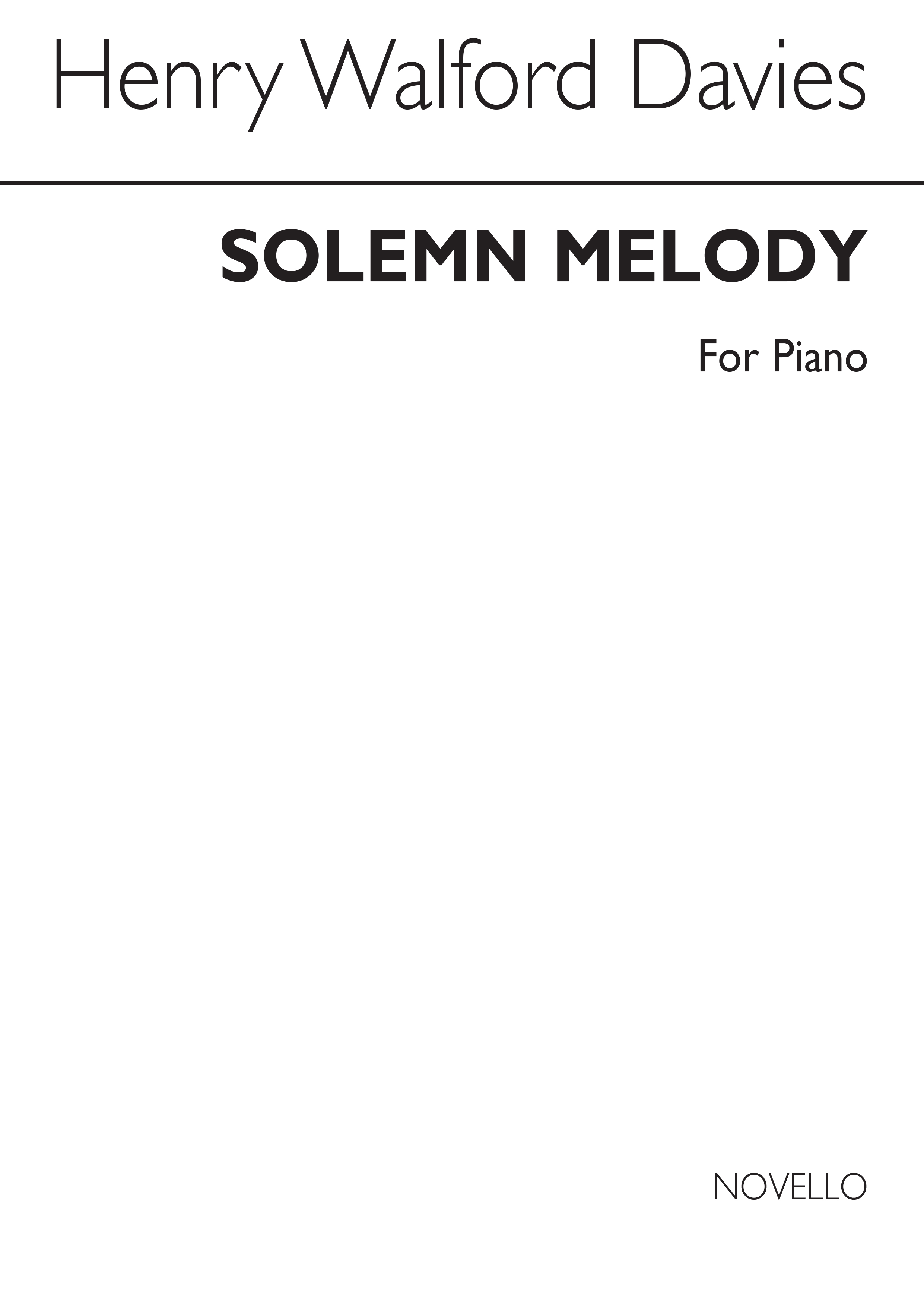H. Walford Davies: Solemn Melody (Piano): Piano: Instrumental Work