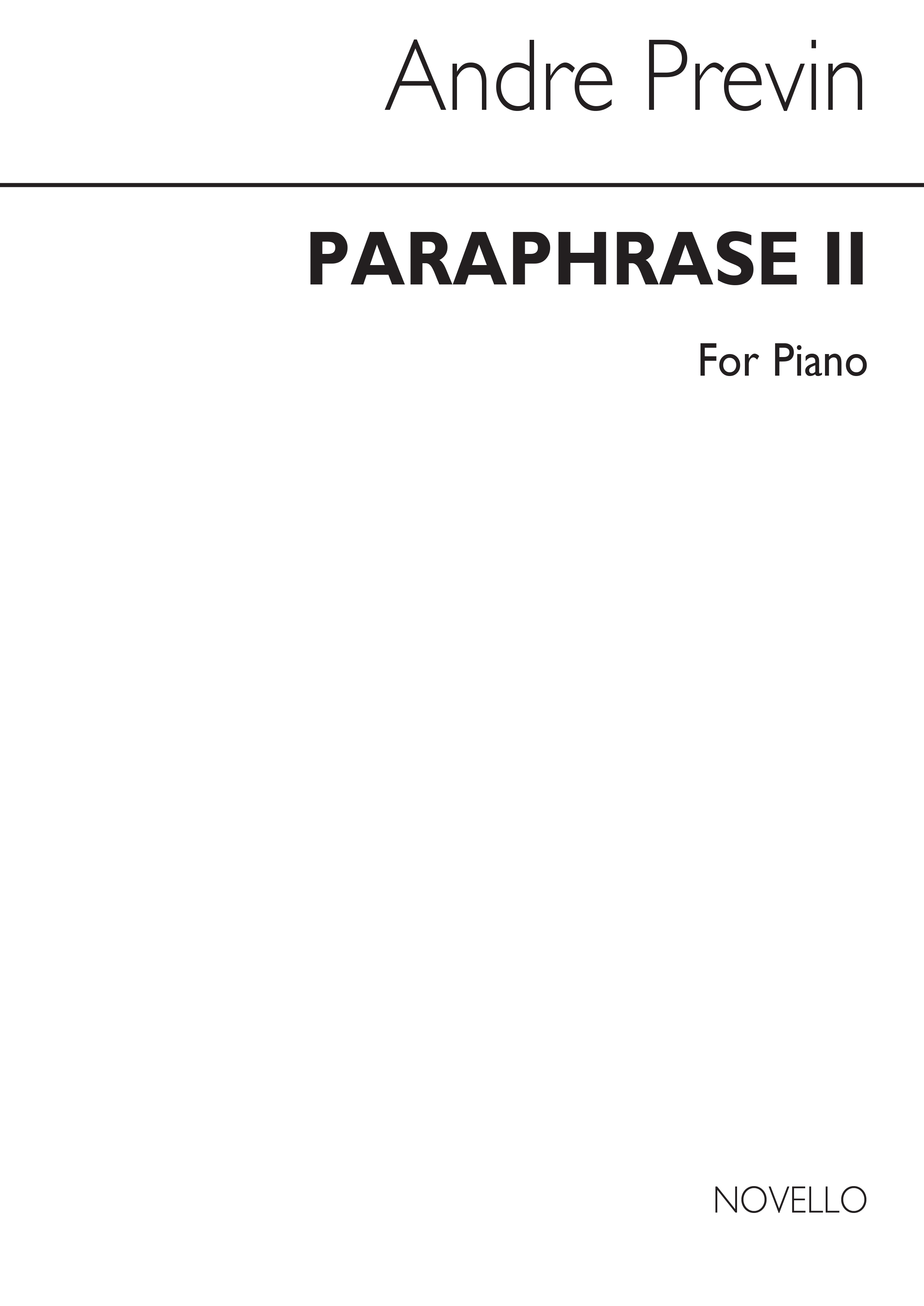 Andr Previn: Paraphrase for Piano: Piano: Instrumental Work