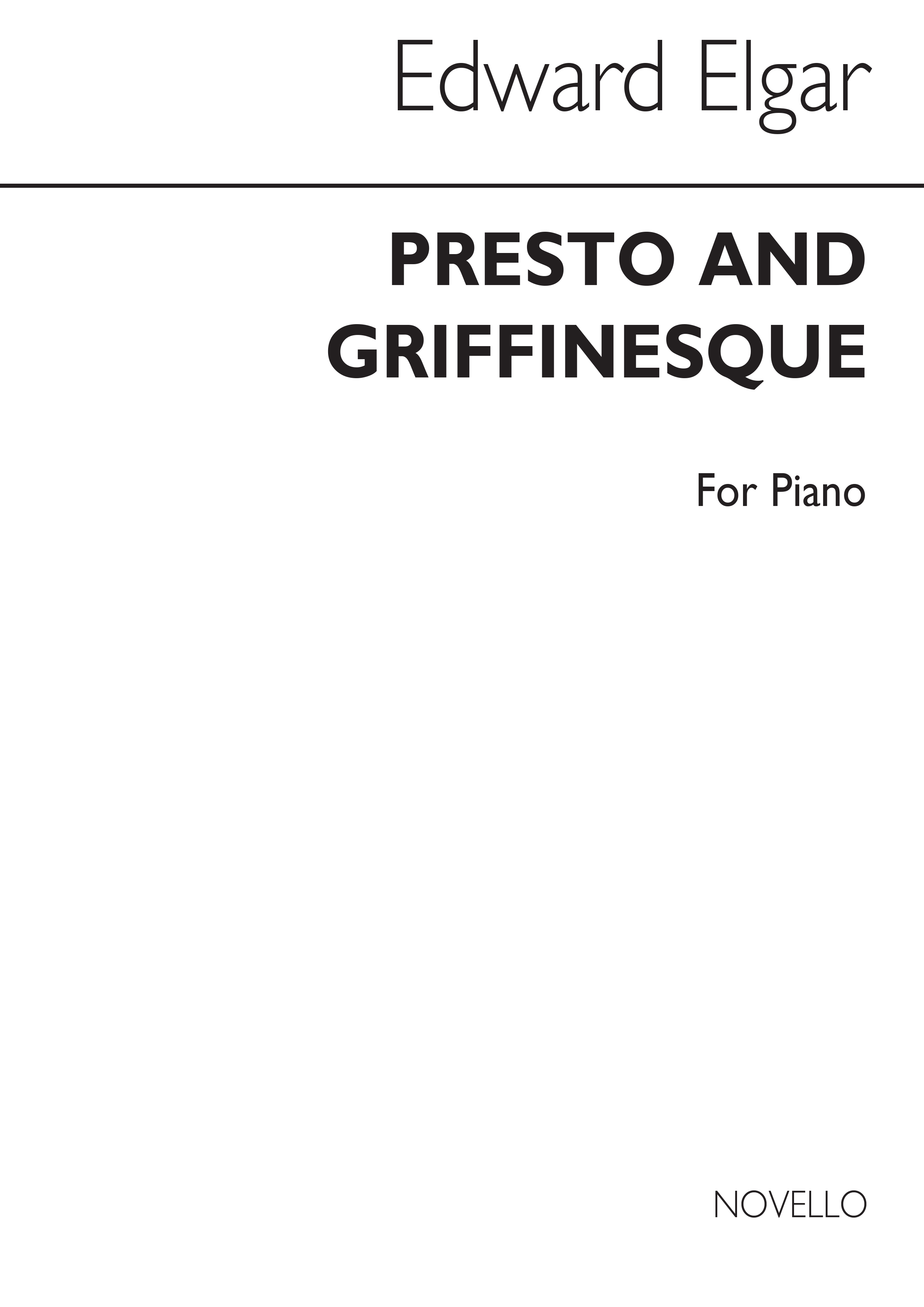Edward Elgar: Presto And Griffinesque (Piano Solo): Piano: Instrumental Album