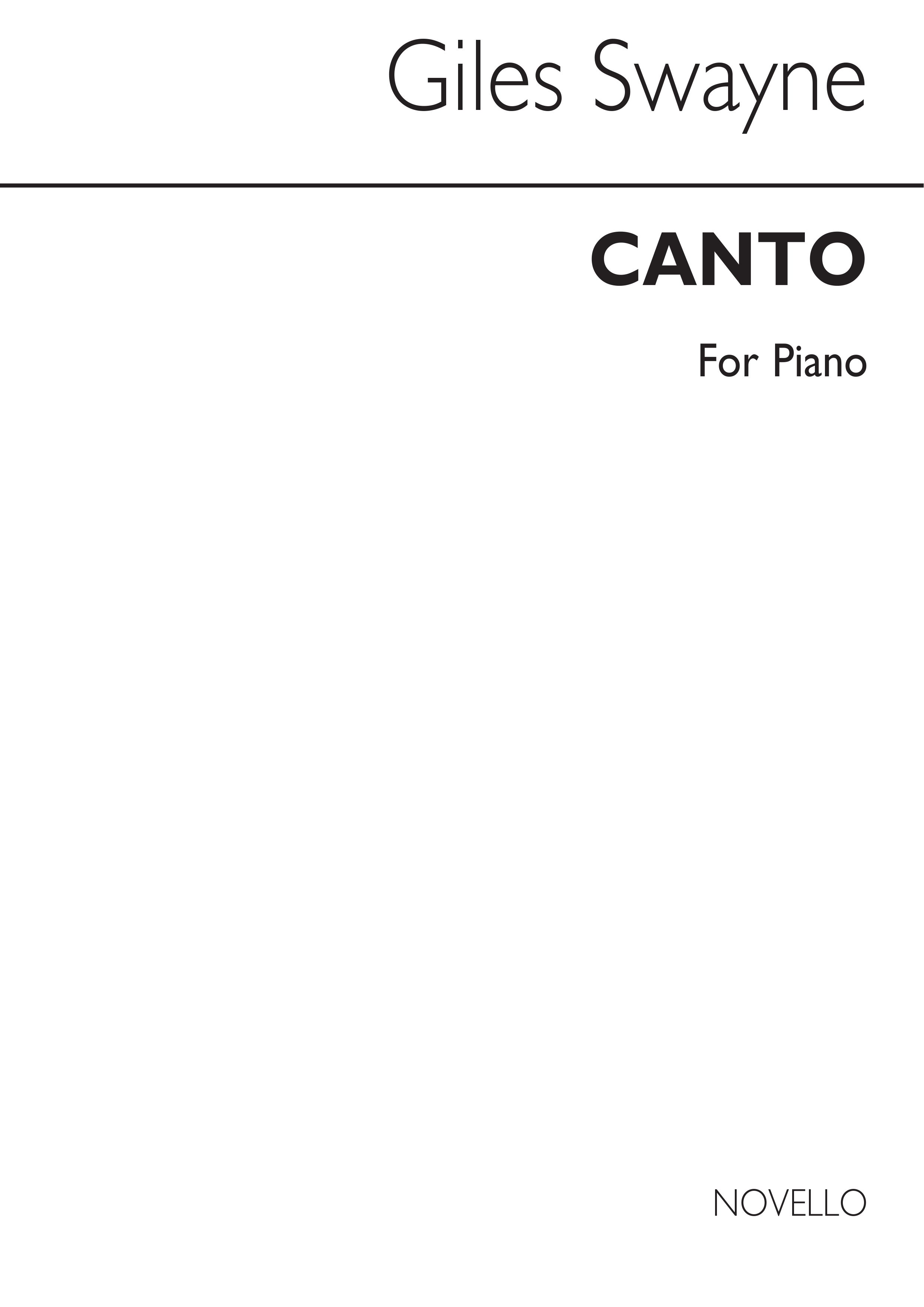 Giles Swayne: Canto For Piano: Piano: Instrumental Work