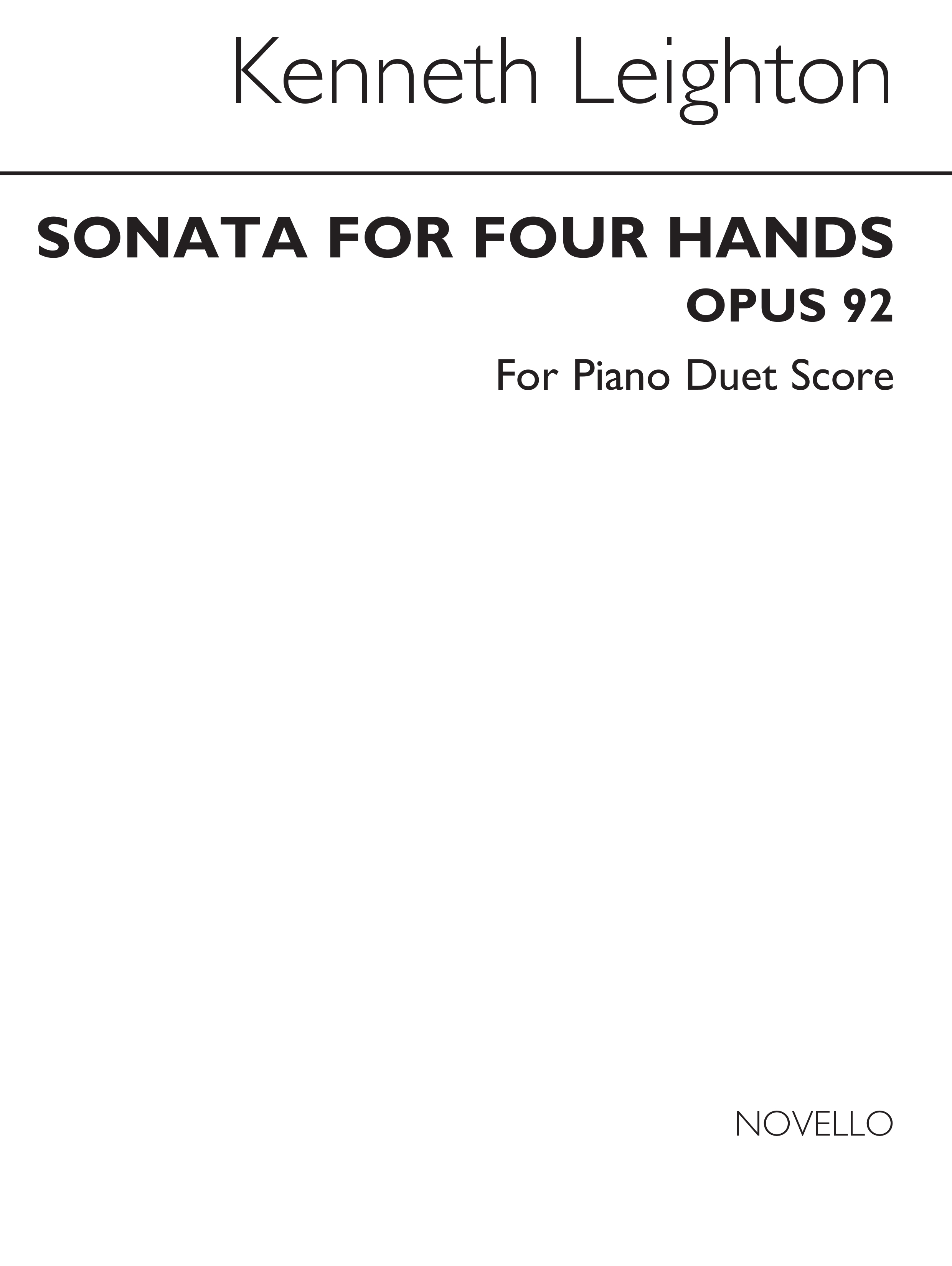Kenneth Leighton: Sonata For Four Hands Op. 92: Piano Duet: Instrumental Work