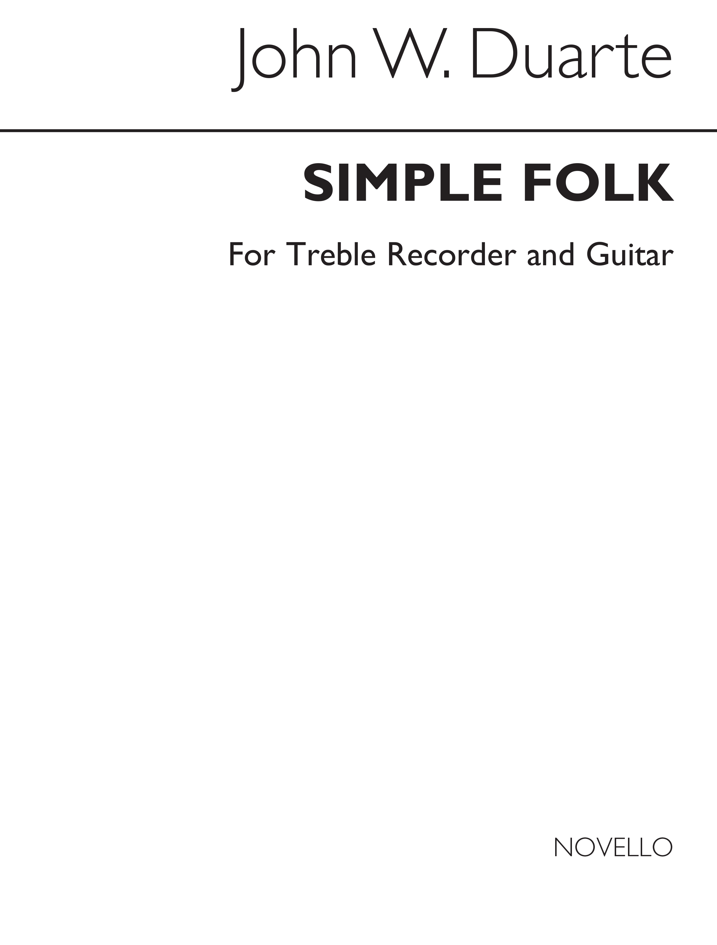 John William Duarte: Simple Folk: Treble Recorder: Instrumental Work