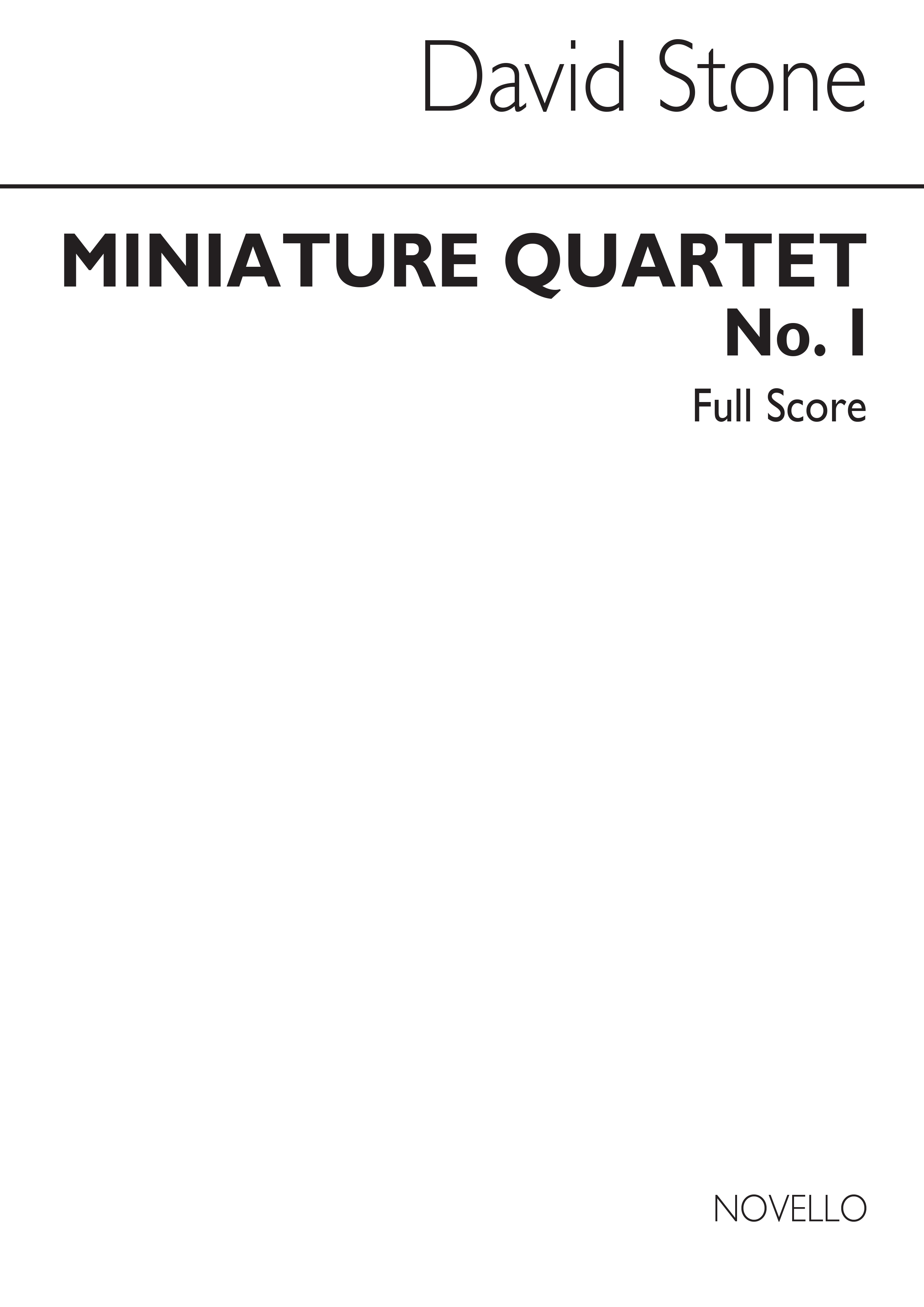 David Stone: Miniature Quartet No.1 Score: String Ensemble: Score