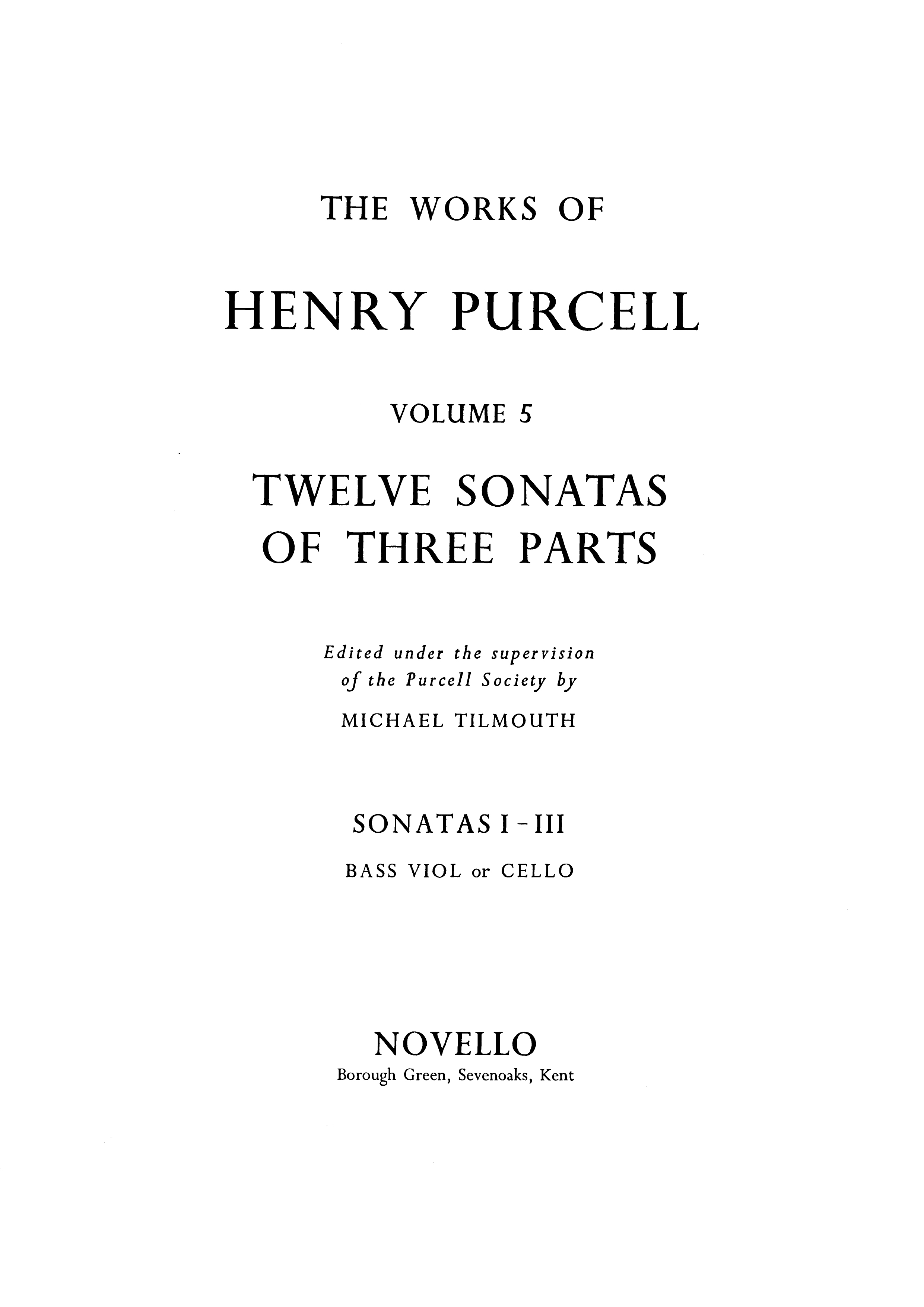 Henry Purcell: Twelve Sonatas Of Three Parts: Chamber Ensemble: Instrumental