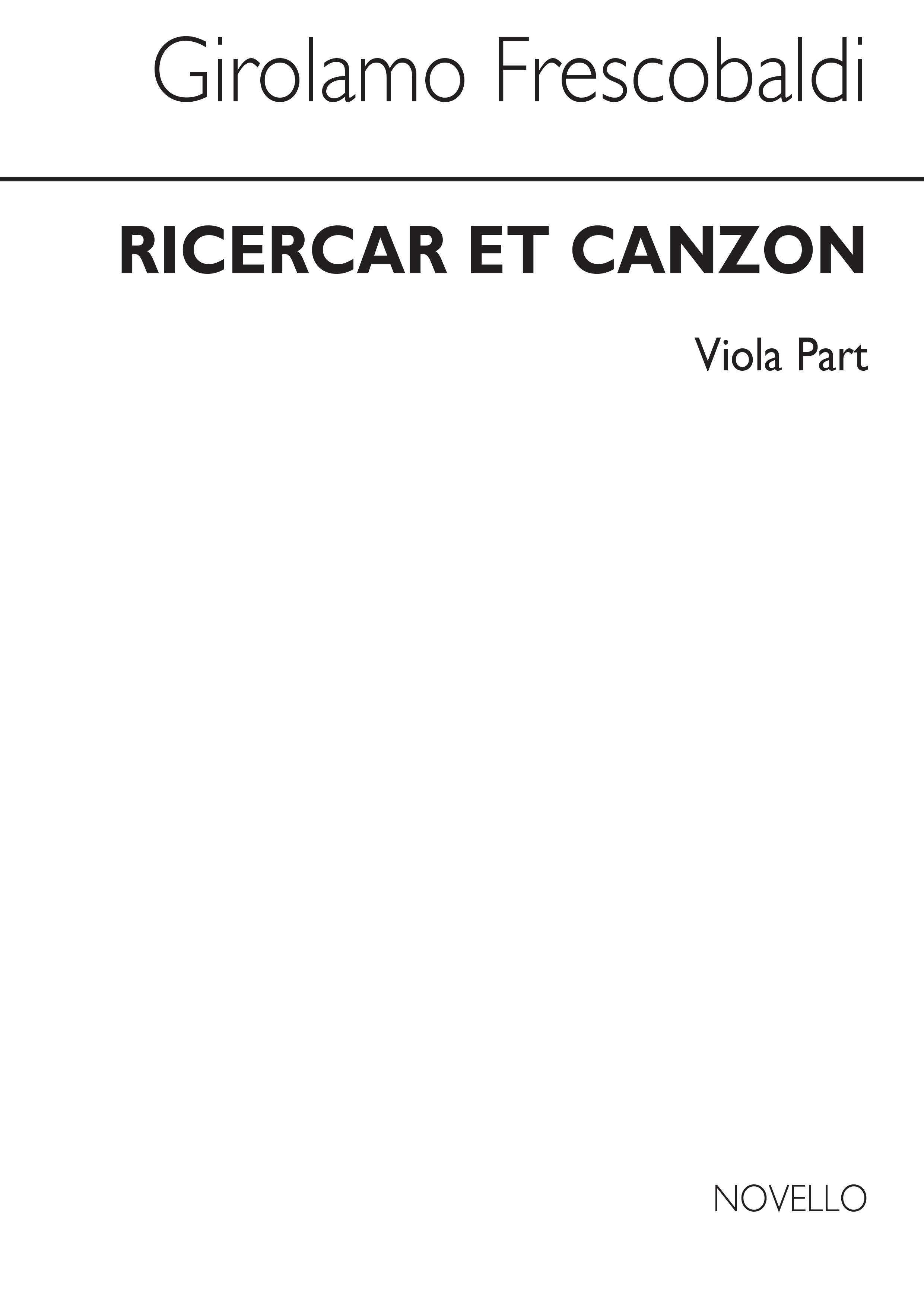 Girolamo Frescobaldi: Ricercar Et Canzon - Viola: Viola: Part