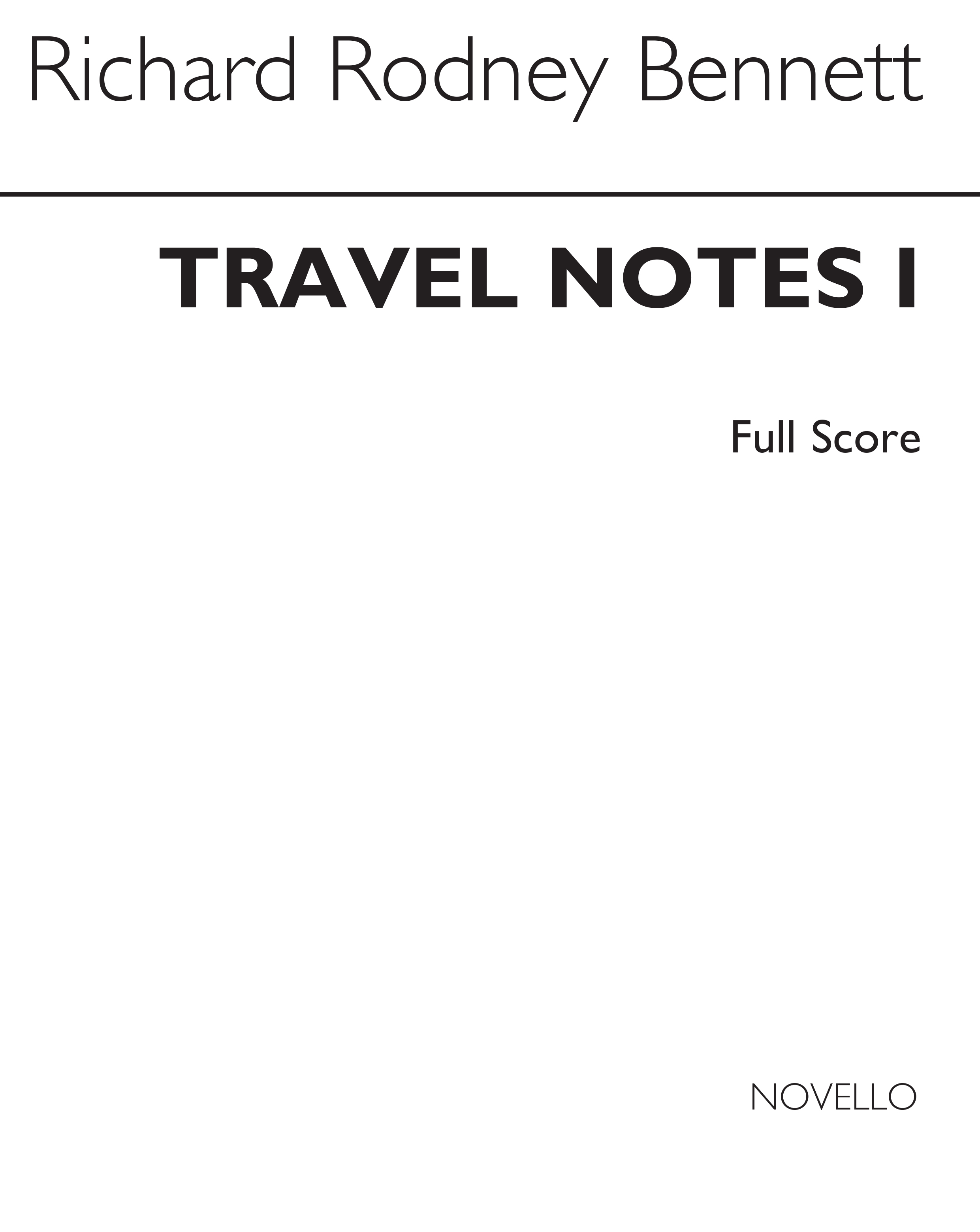 Richard Rodney Bennett: Travel Notes for String Quartet - Book 1: String