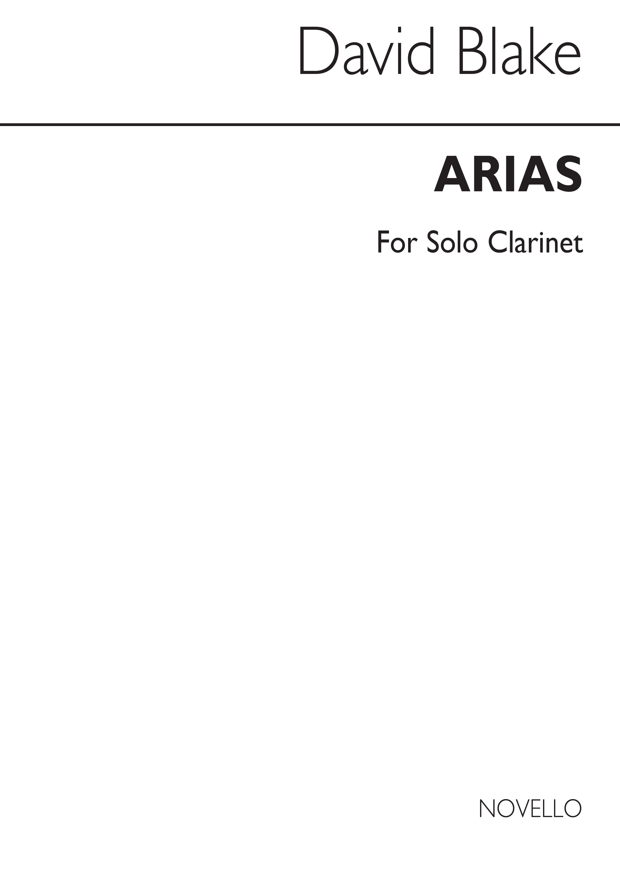 David Blake: Arias for Clarinet Solo: Clarinet: Instrumental Work