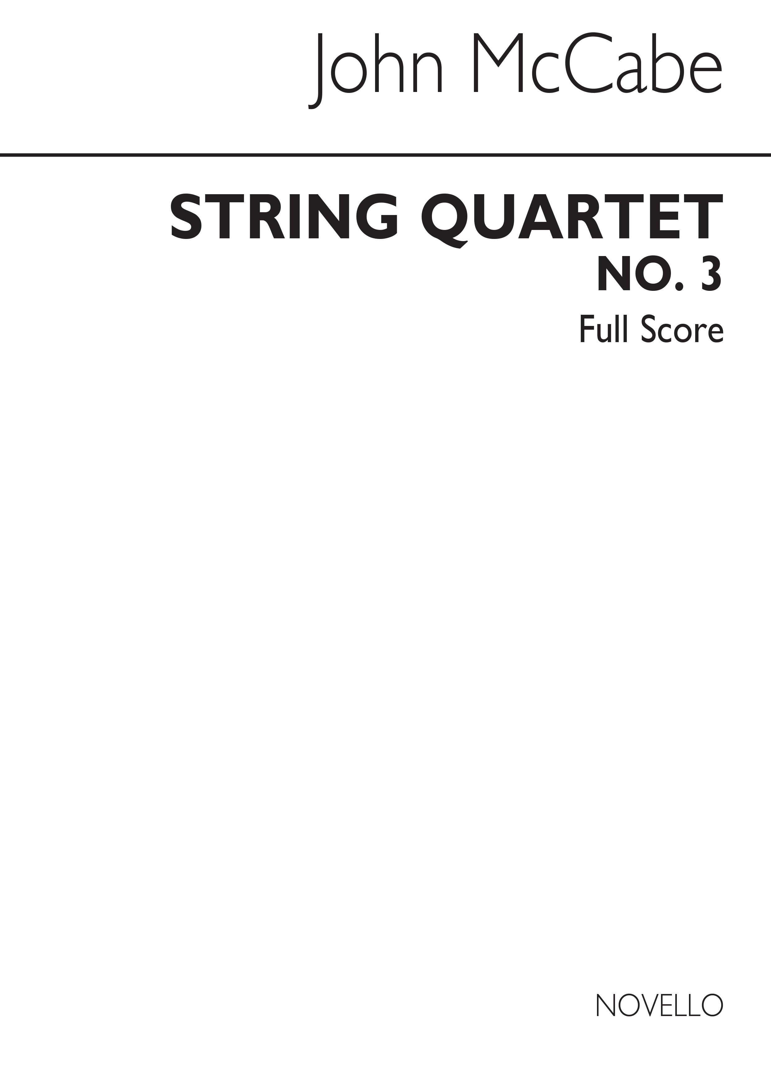 John McCabe: String Quartet No.3: String Quartet: Study Score