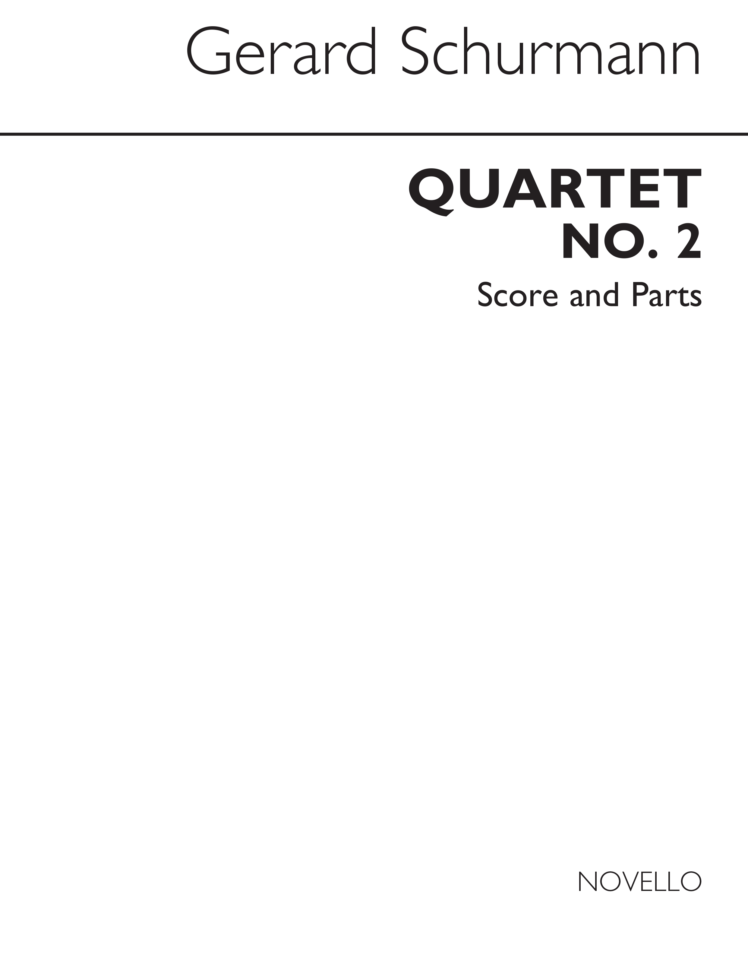 Gerard Schurmann: Quartet No.2 For Piano and Strings: Piano Quartet: Score and