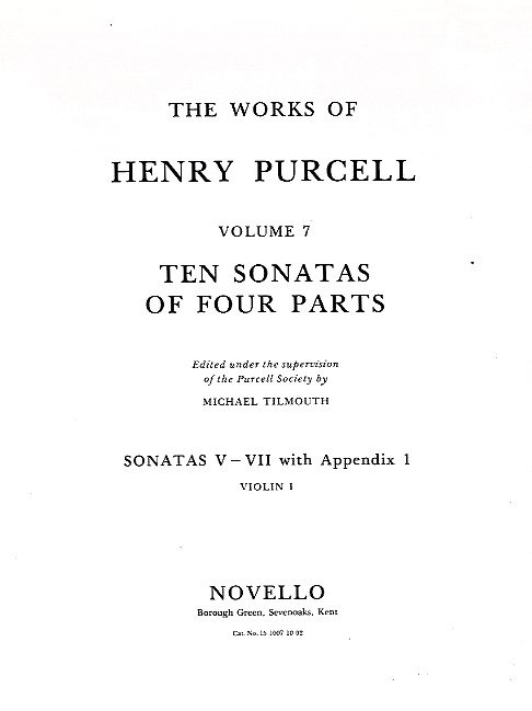 Henry Purcell: Ten Sonatas Of Four Parts For Violin 1: Violin: Instrumental Work