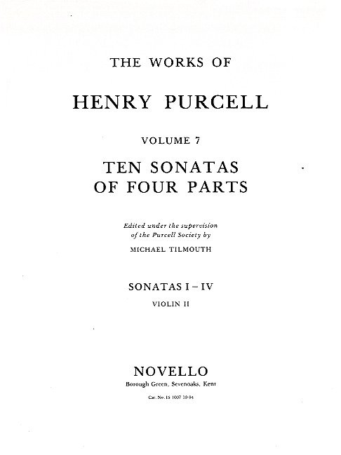 Henry Purcell: Ten Sonatas Of Four Parts Violin 2 (Sonatas I-IV): Violin: