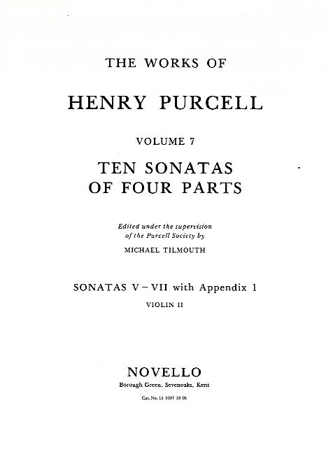 Henry Purcell: Ten Sonatas Of Four Parts Violin 2 (Sonatas V-VII): Violin:
