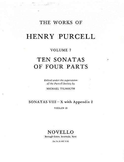 Henry Purcell: Ten Sonatas Of Four Parts Violin 2 (VIII-X): Violin: Instrumental